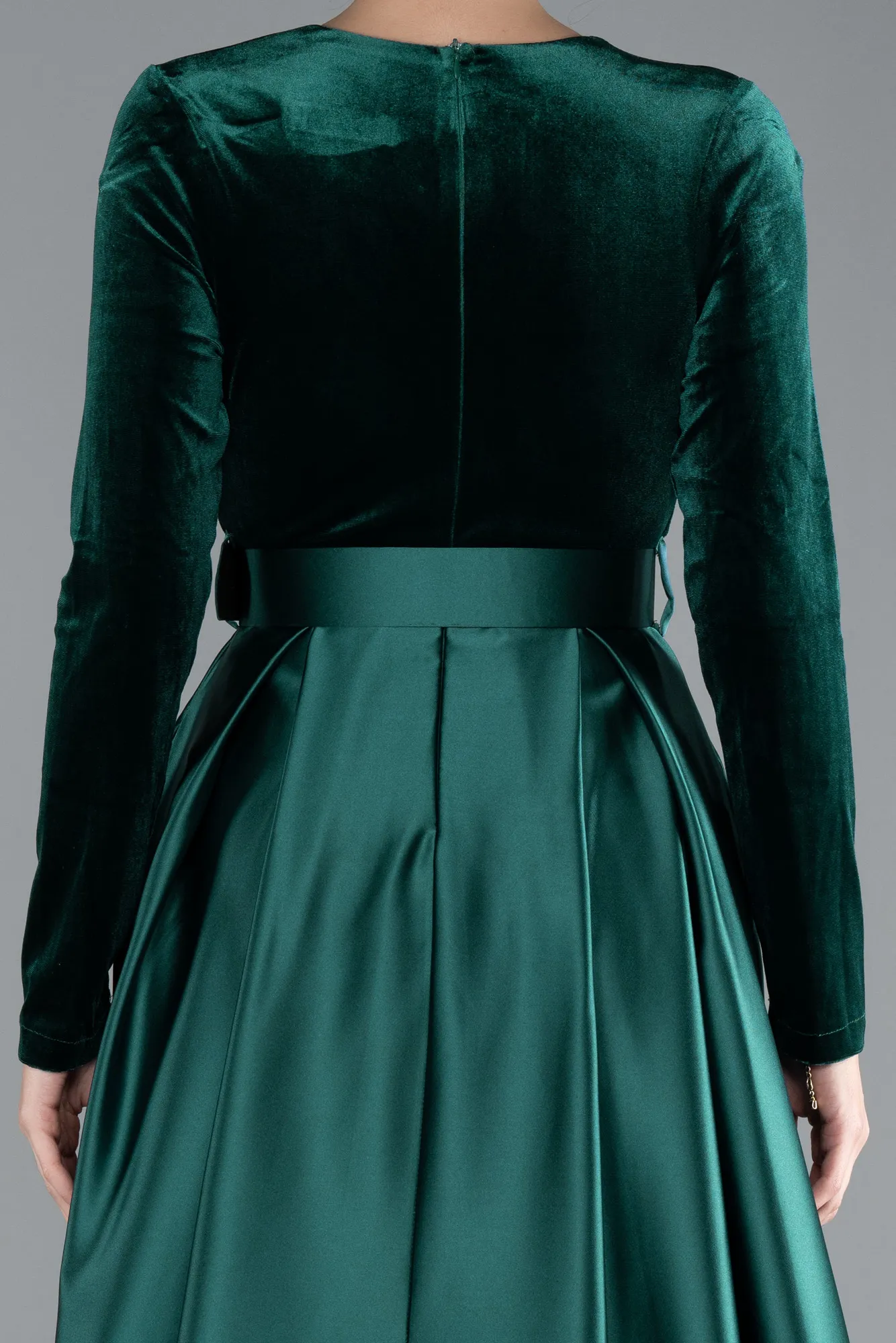 Emerald Green-Long Velvet Evening Dress ABU1523