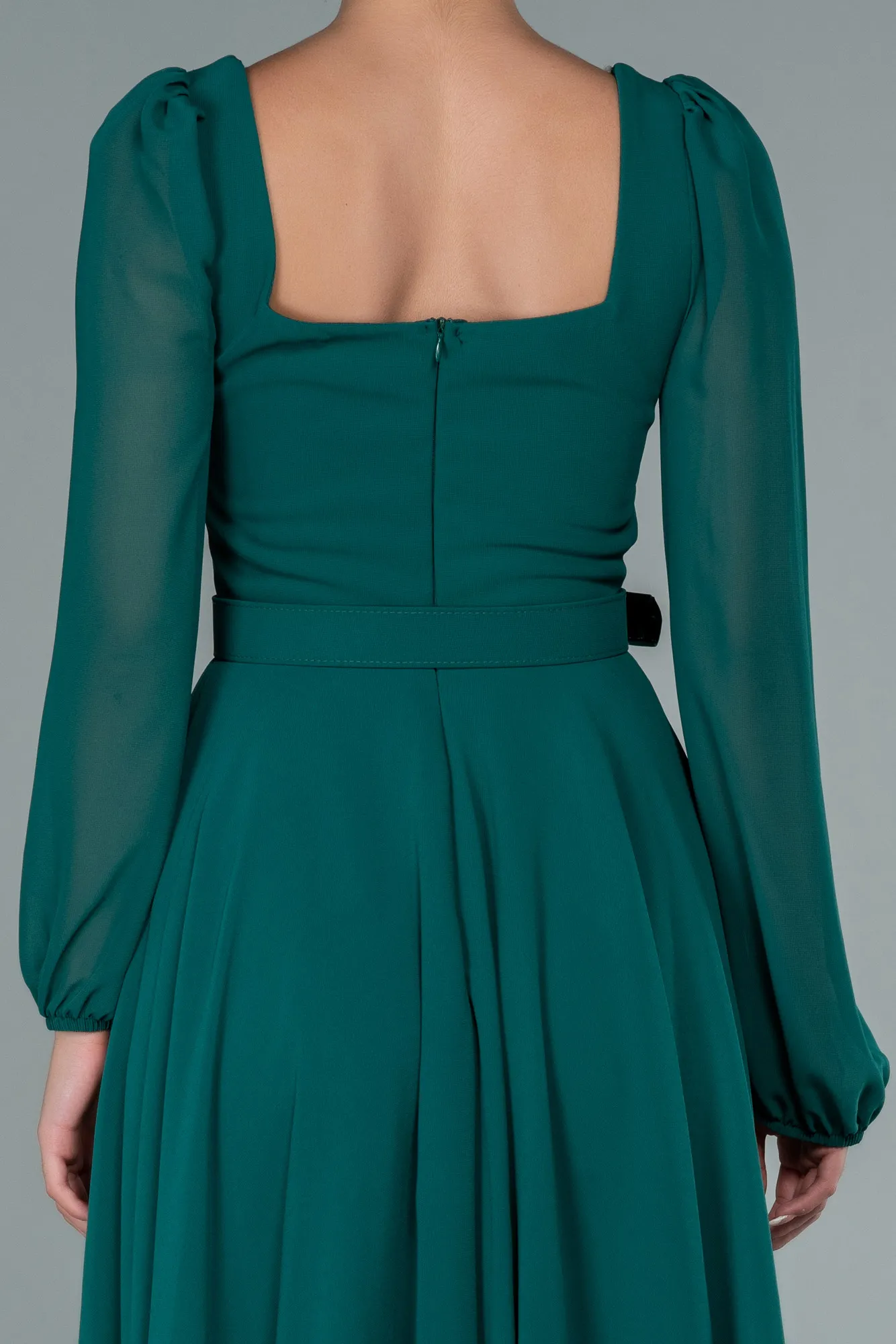 Emerald Green-Midi Chiffon Invitation Dress ABK1441