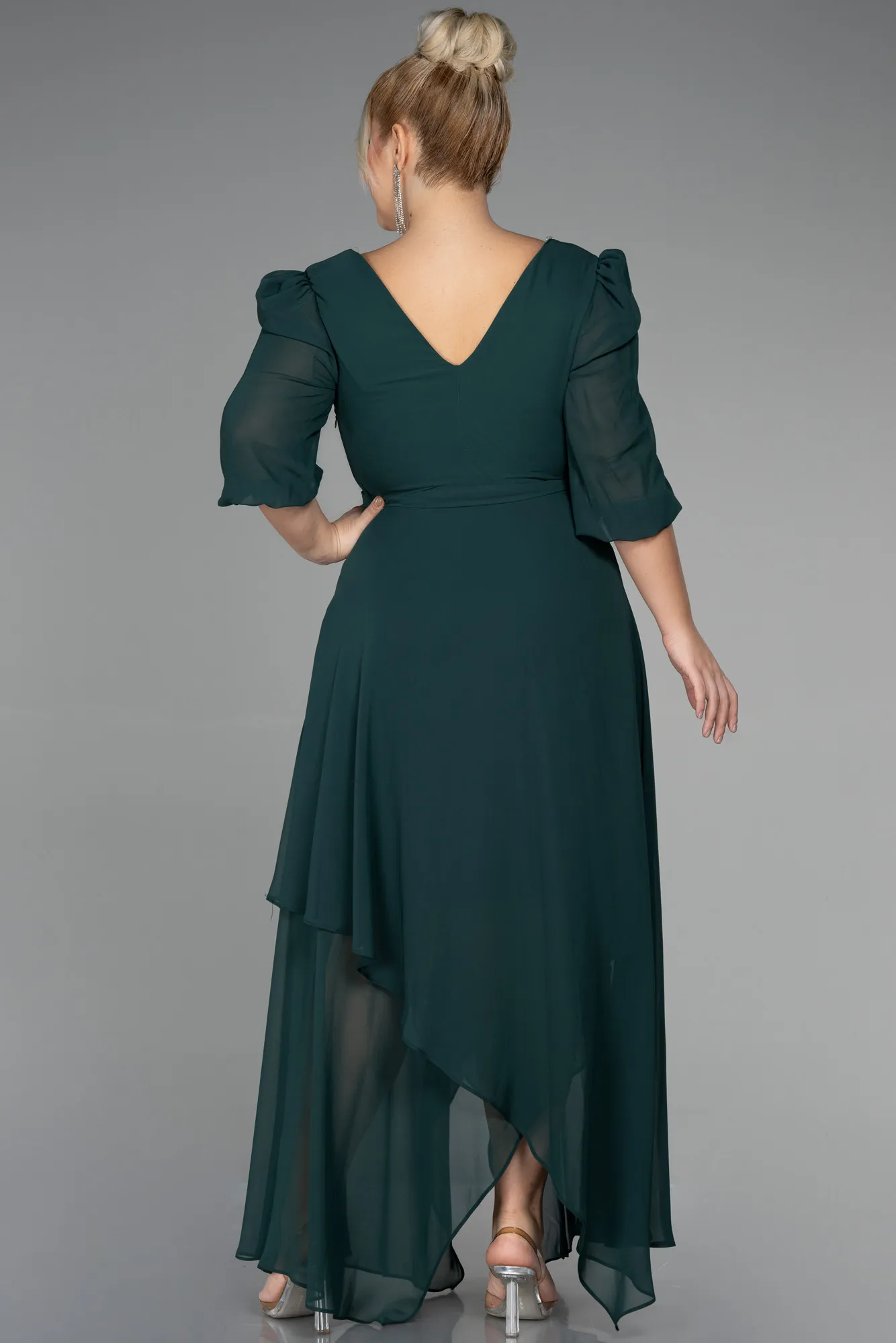 Emerald Green-Midi Chiffon Oversized Evening Dress ABK1083