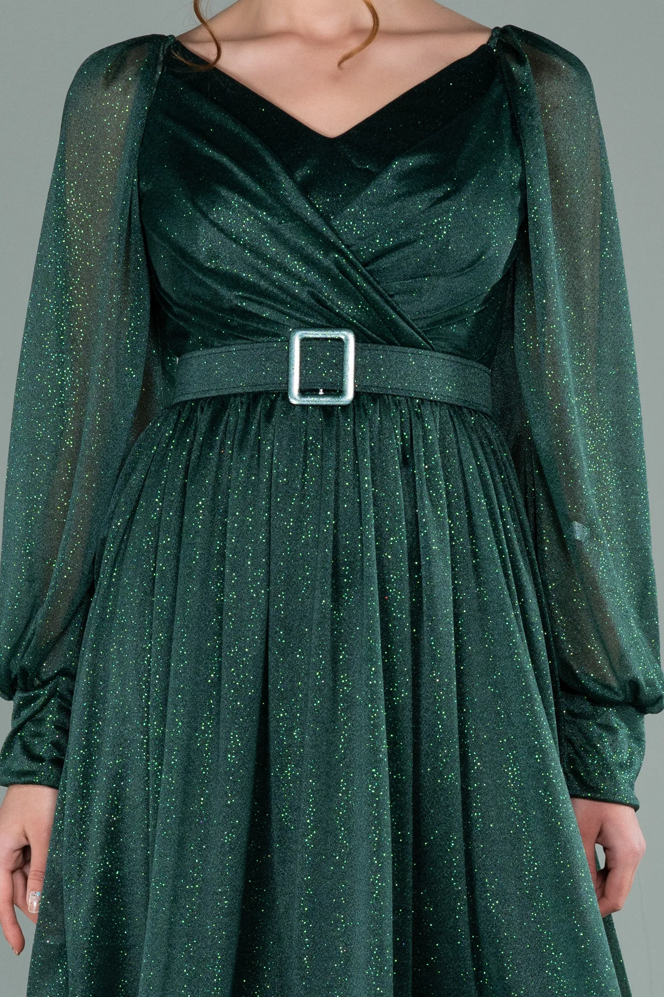 Emerald Green-Midi Invitation Dress ABK1227