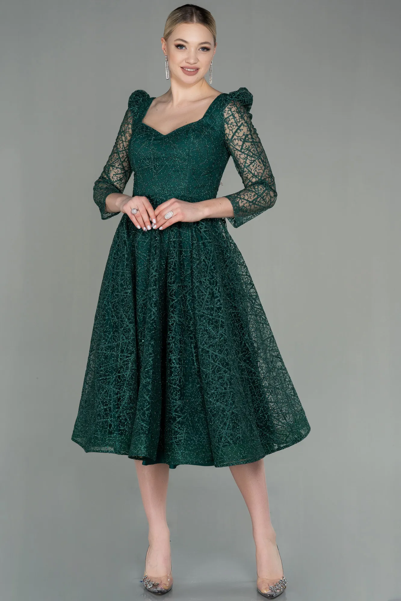 Emerald Green-Midi Invitation Dress ABK1668