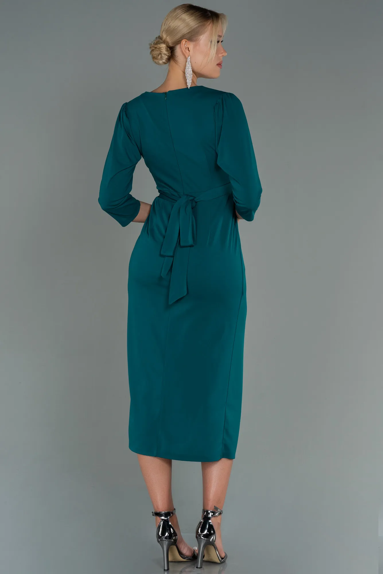 Emerald Green-Midi Invitation Dress ABK1740