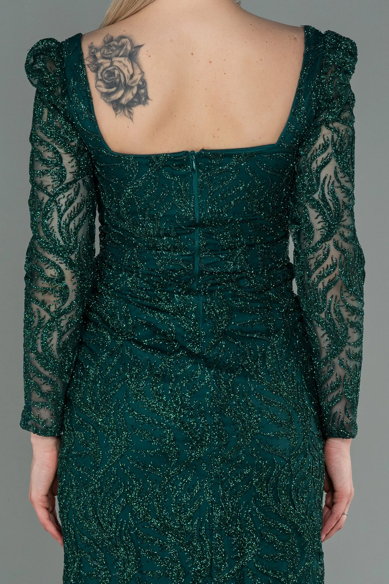 Emerald Green-Midi Invitation Dress ABK1785