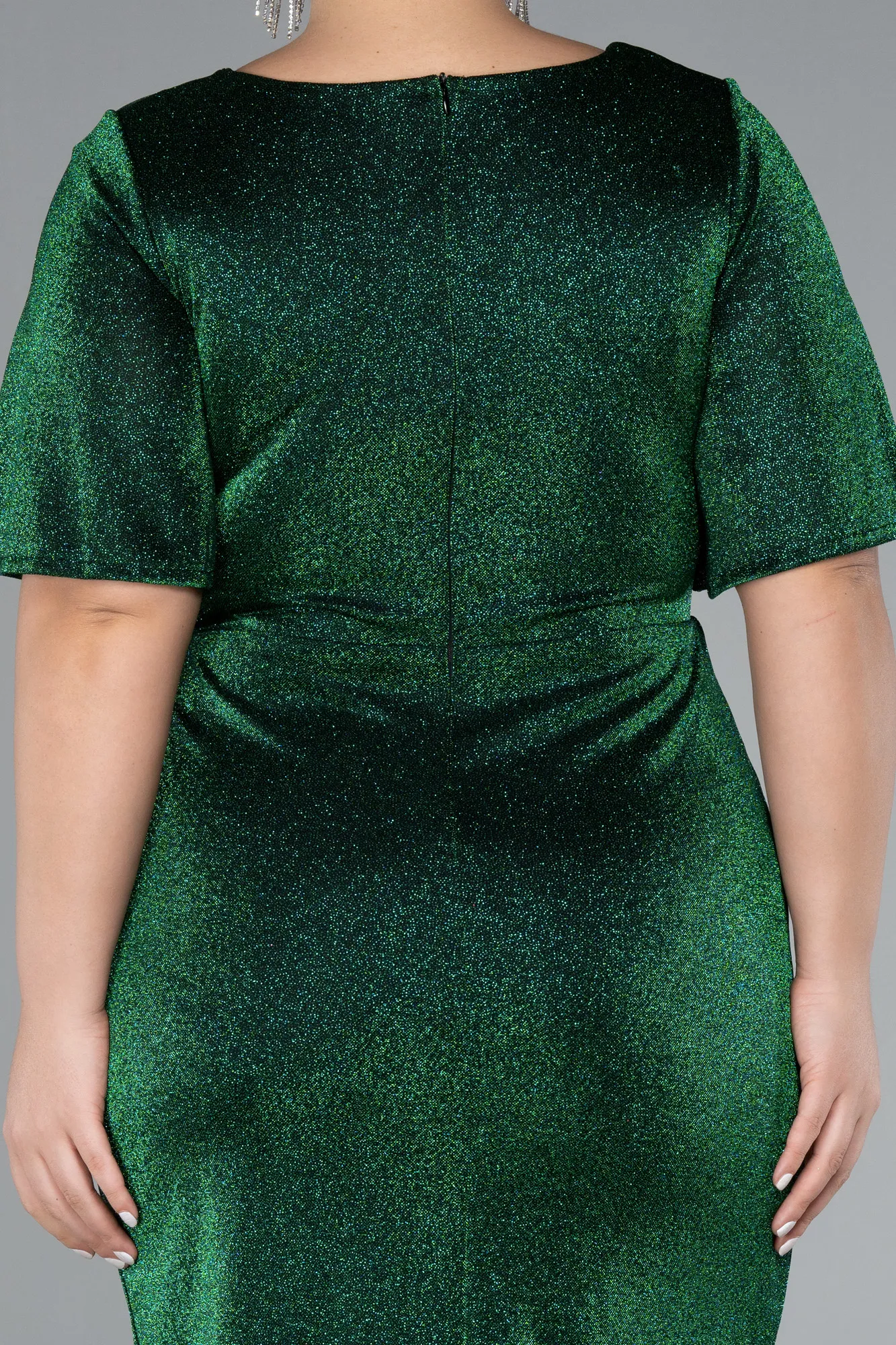 Emerald Green-Midi Plus Size Cocktail Dress ABK1942