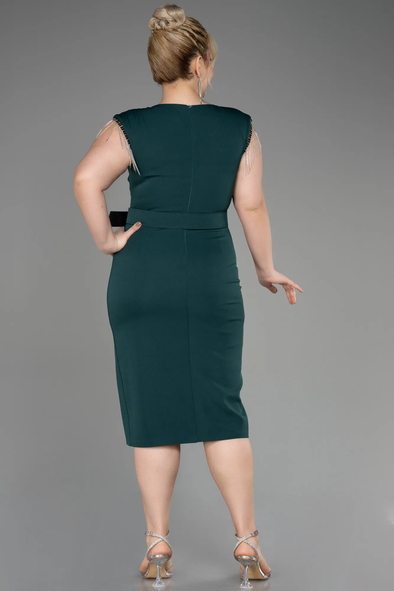 Emerald Green-Midi Plus Size Cocktail Dress ABK2023