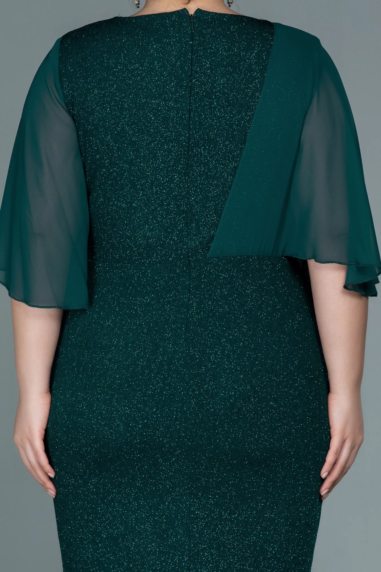 Emerald Green-Midi Plus Size Evening Dress ABK1567