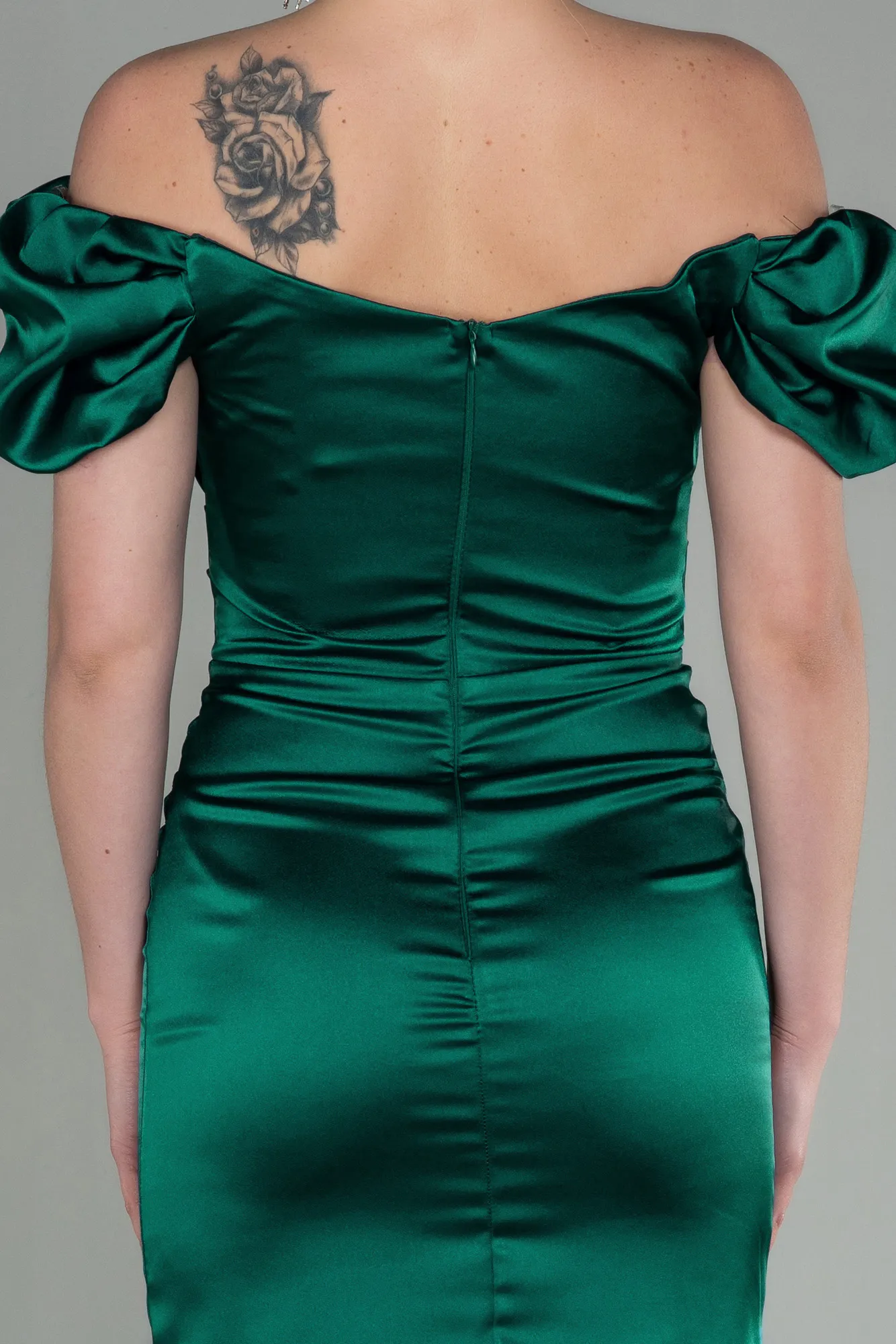 Emerald Green-Midi Satin Night Dress ABK1601
