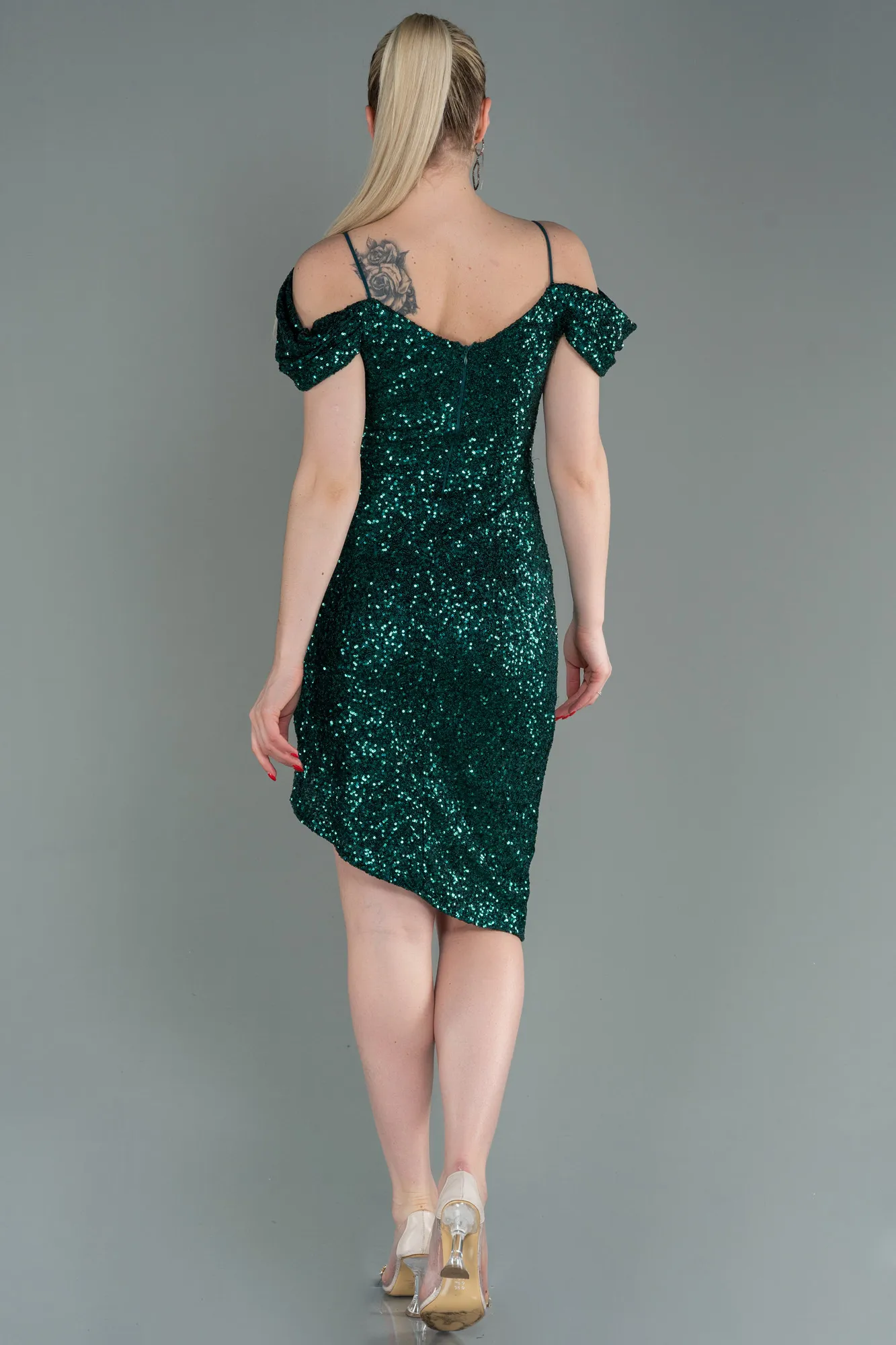 Emerald Green-Midi Scaly Invitation Dress ABK1748