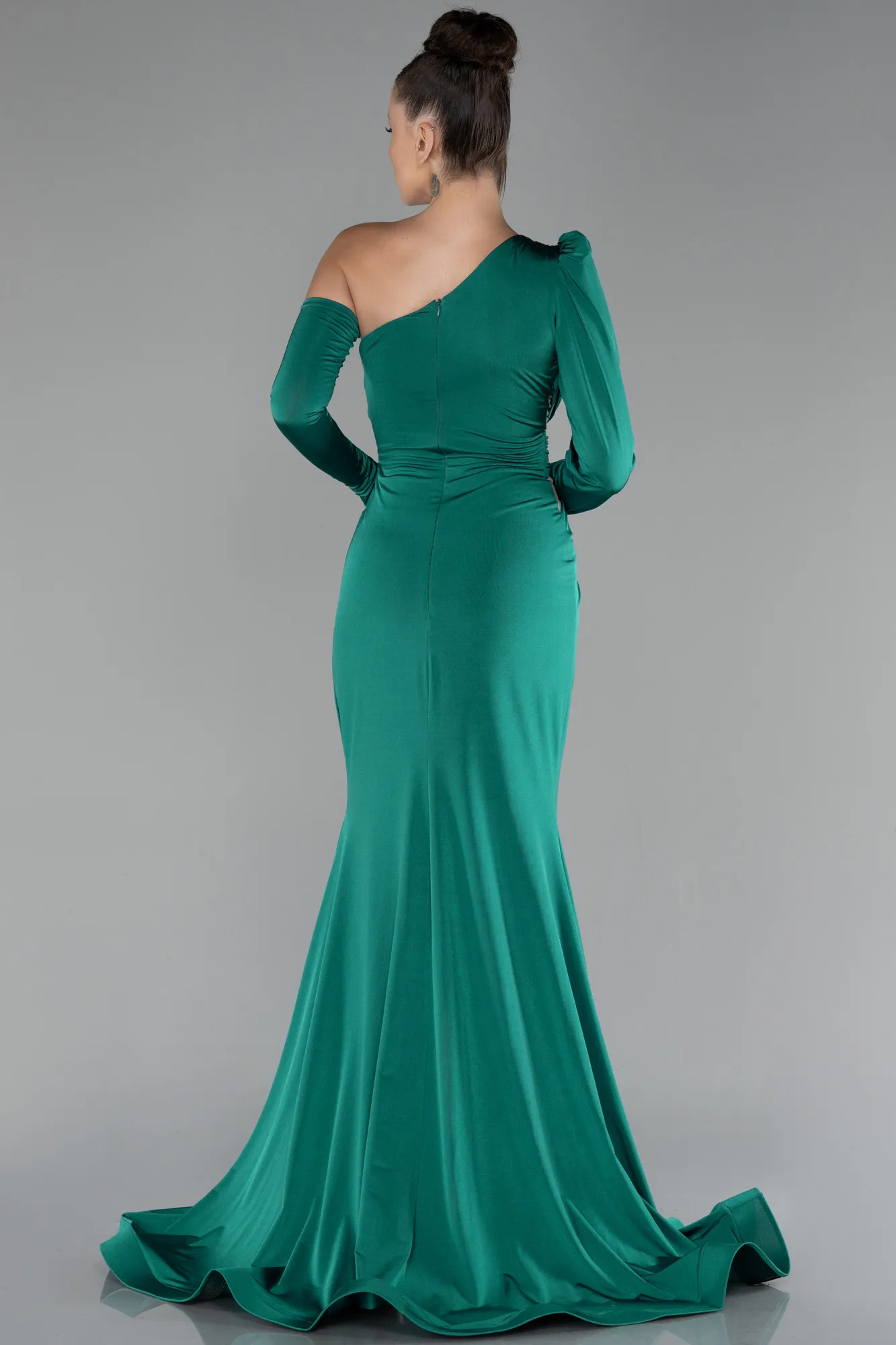 Emerald Green-One Sleeve Long Evening Dress ABU3851