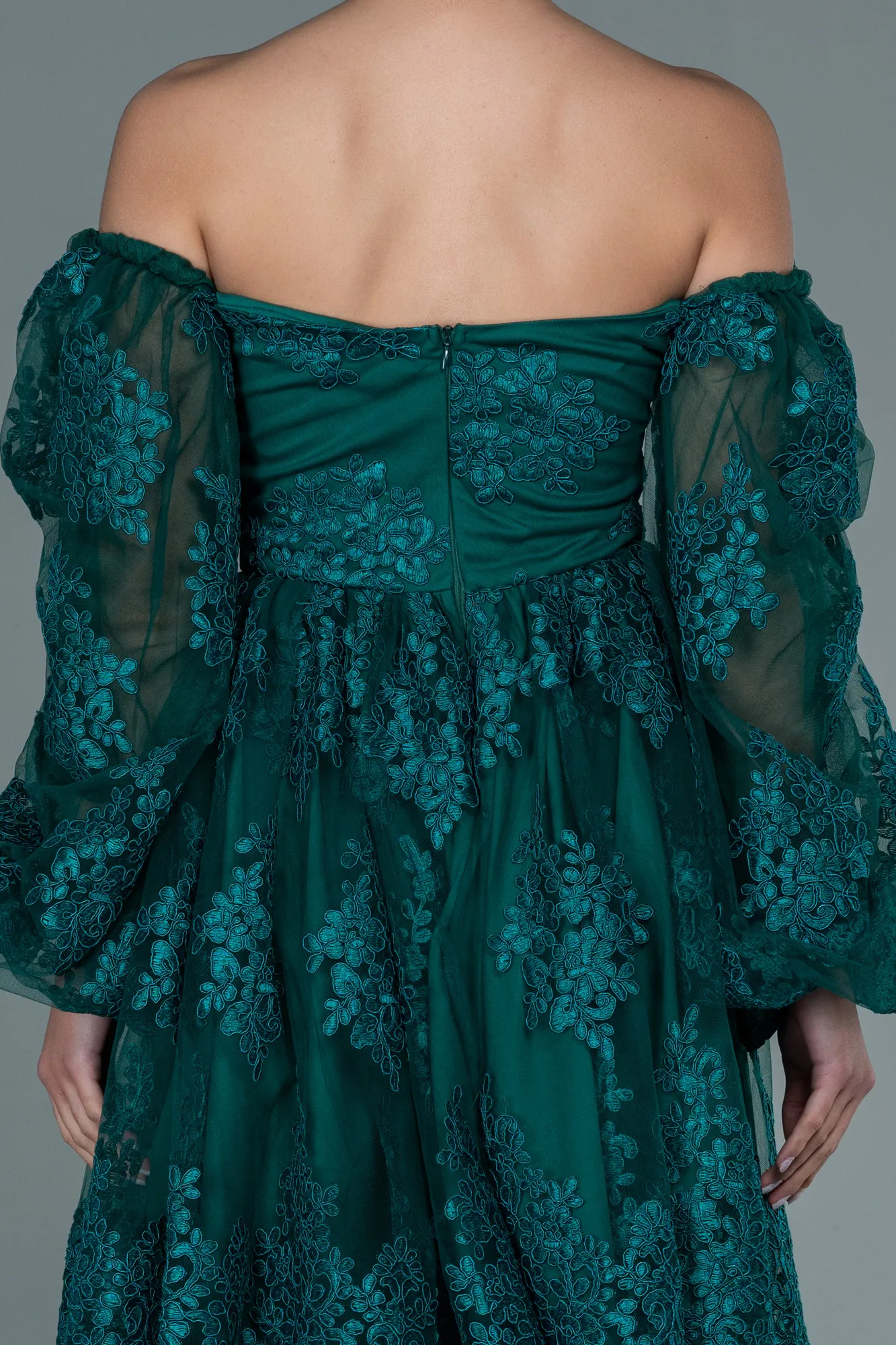 Emerald Green-Short Laced Invitation Dress ABK1549