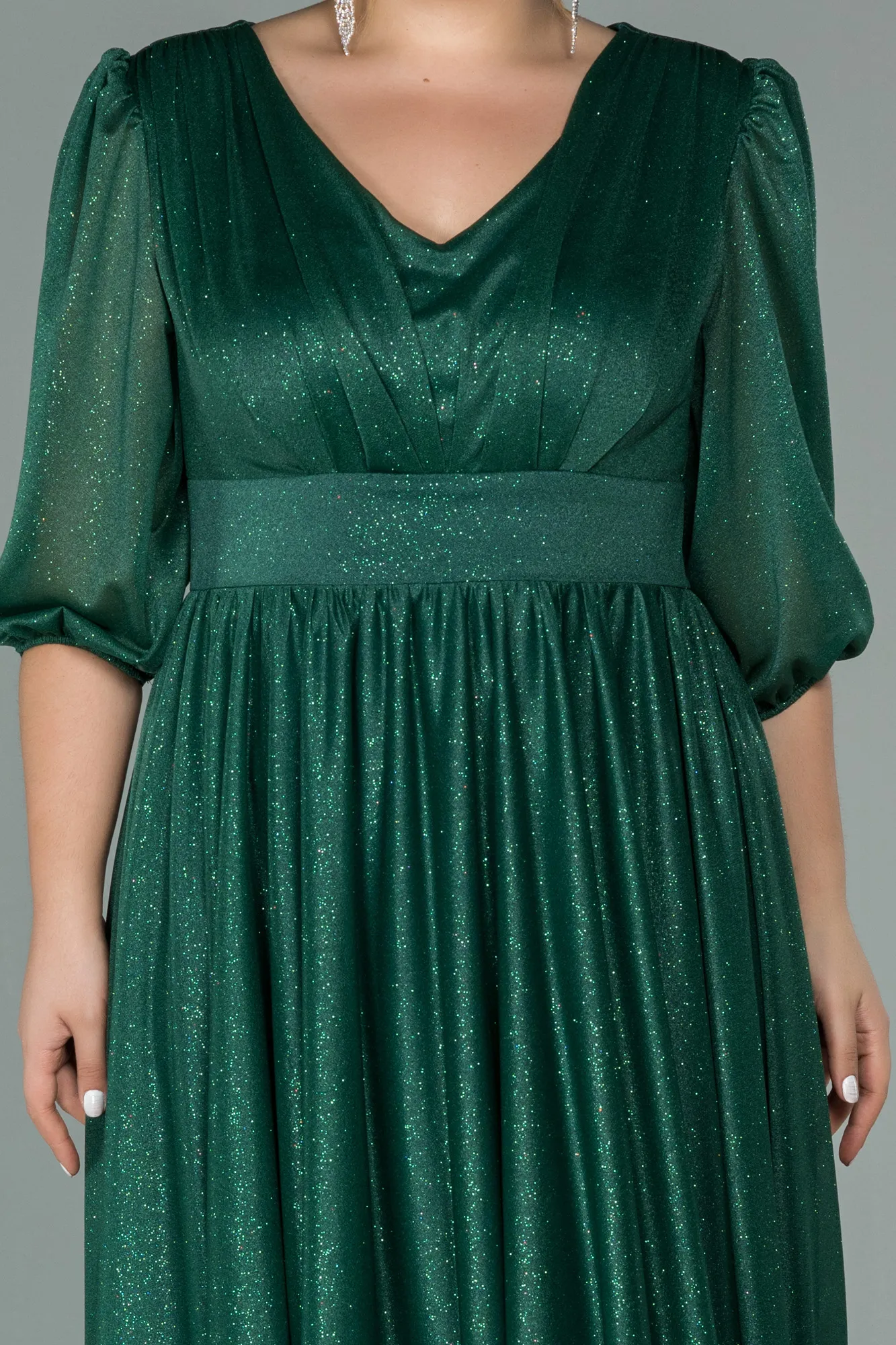 Emerald Green-Short Plus Size Evening Dress ABK1098