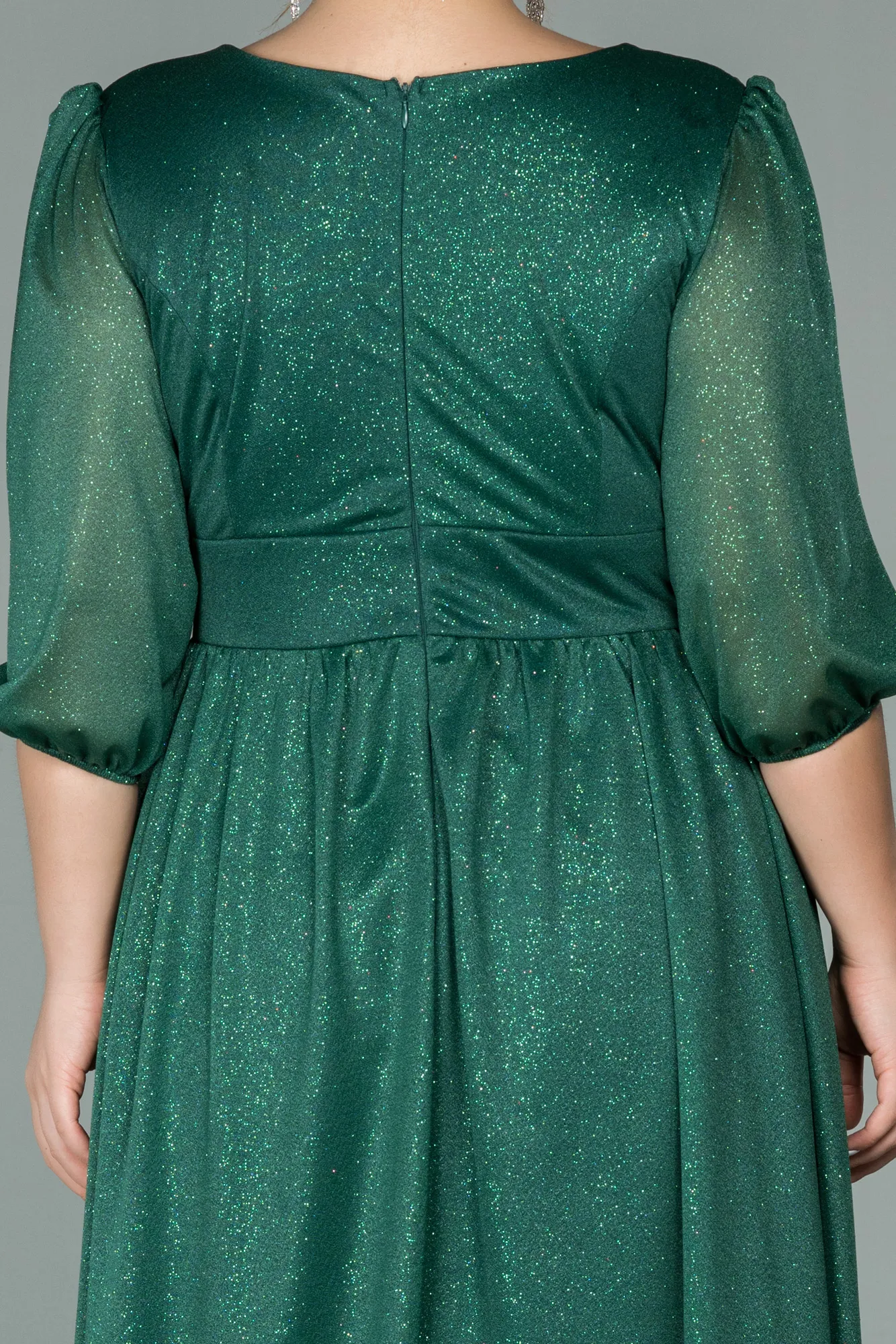 Emerald Green-Short Plus Size Evening Dress ABK1098