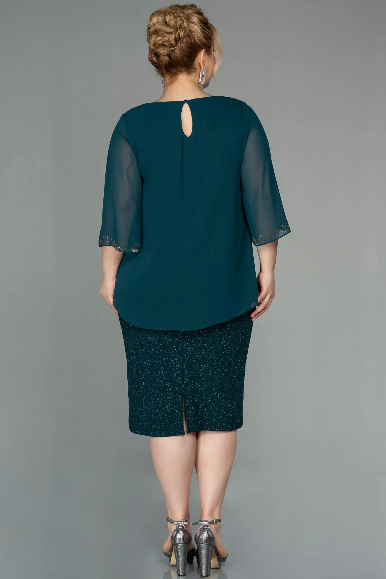 Emerald Green-Short Plus Size Evening Dress ABK1593