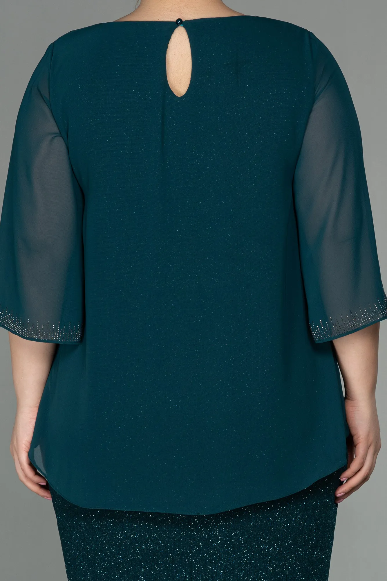 Emerald Green-Short Plus Size Evening Dress ABK1593
