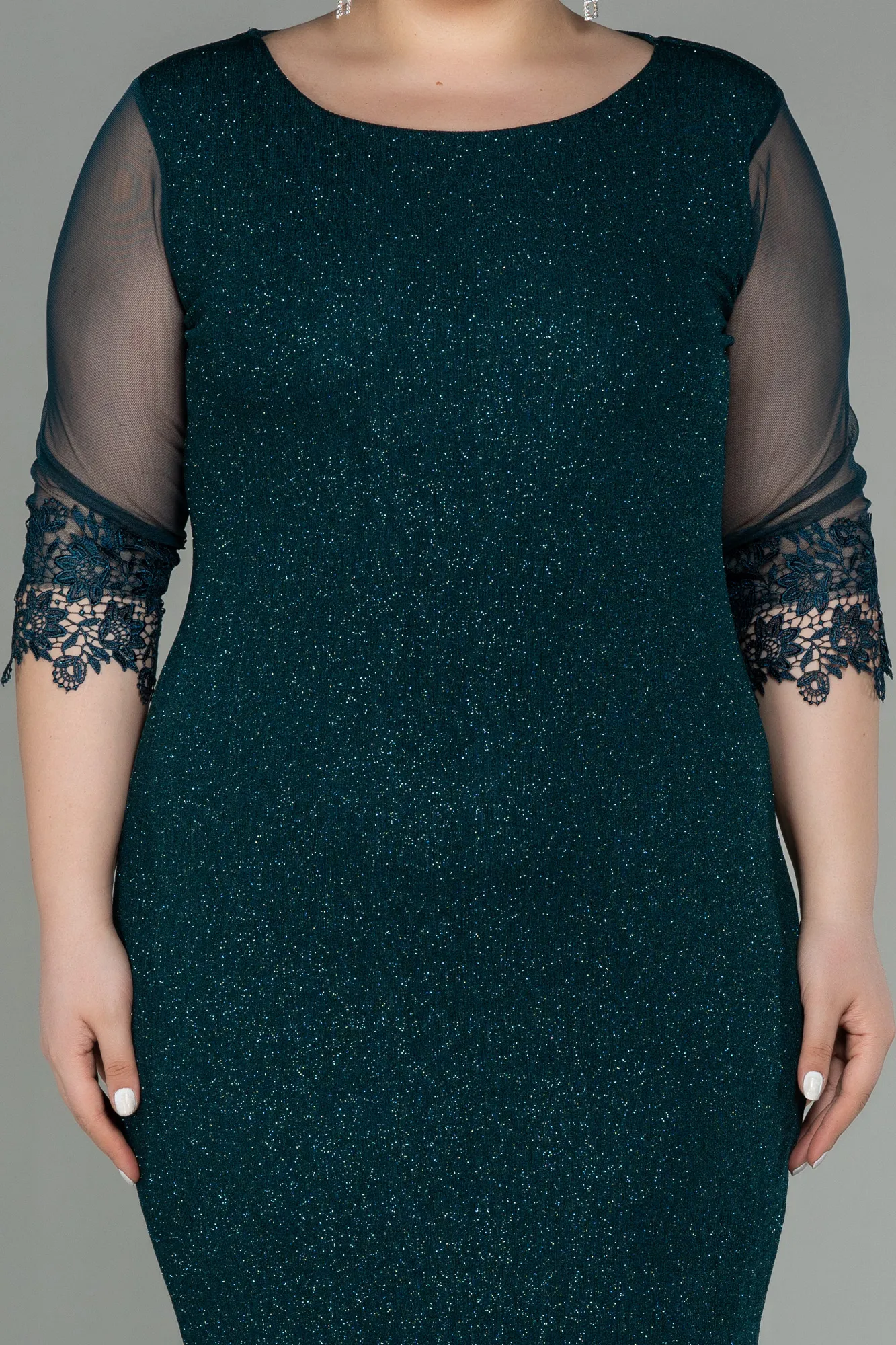 Emerald Green-Short Plus Size Evening Dress ABK1609
