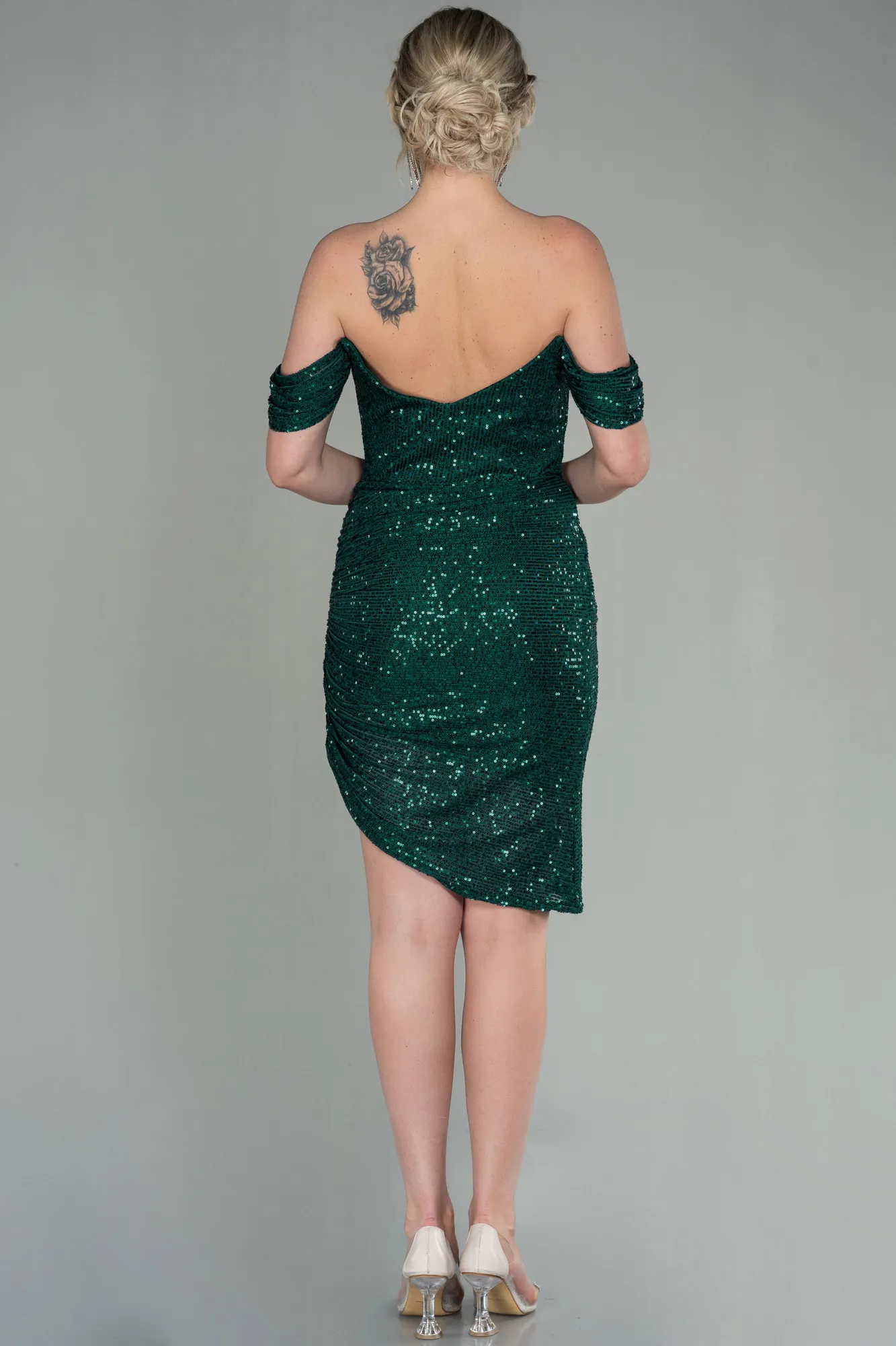 Emerald Green-Short Scaly Invitation Dress ABK1602