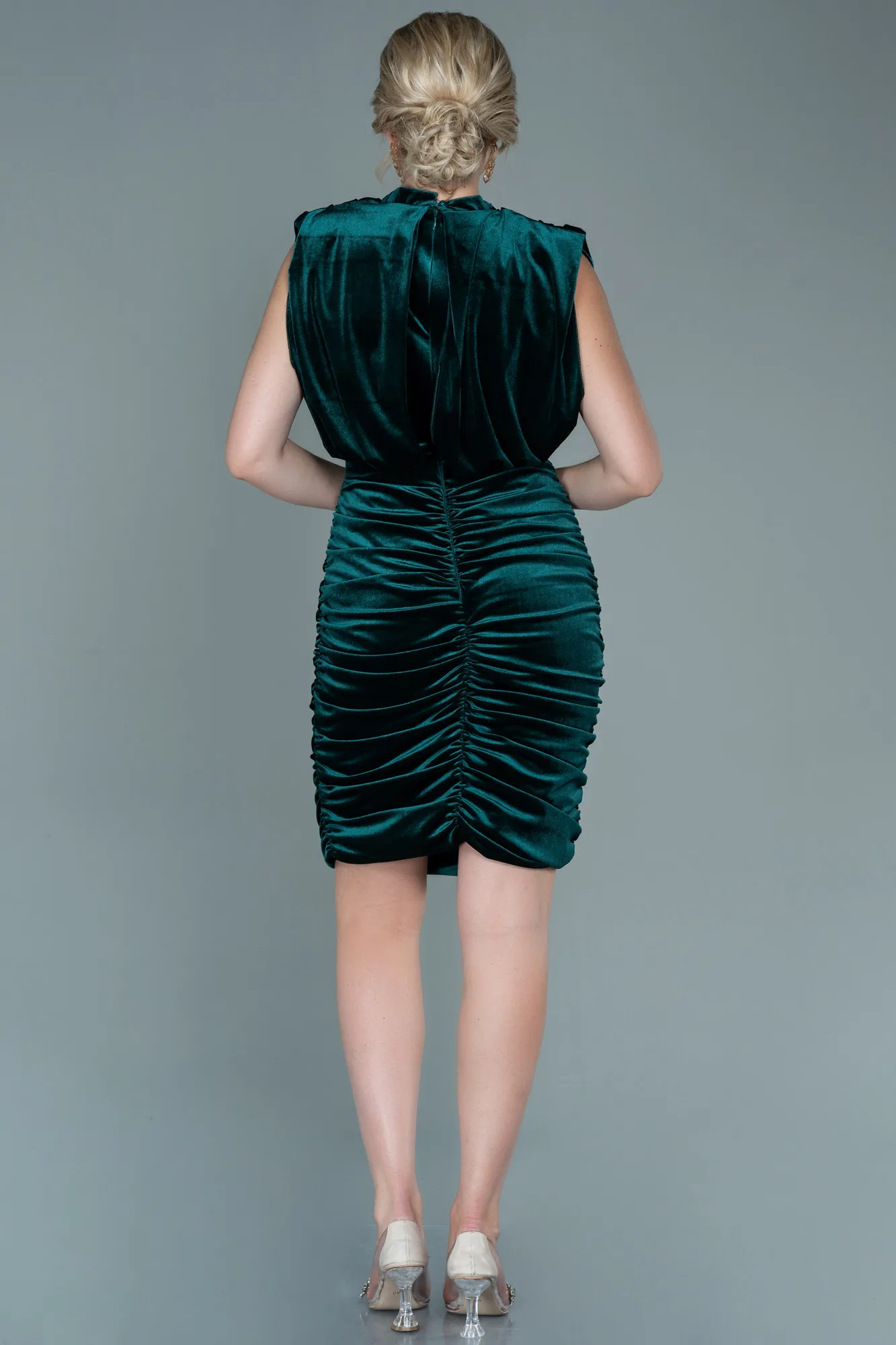 Emerald Green-Short Velvet Invitation Dress ABK1533
