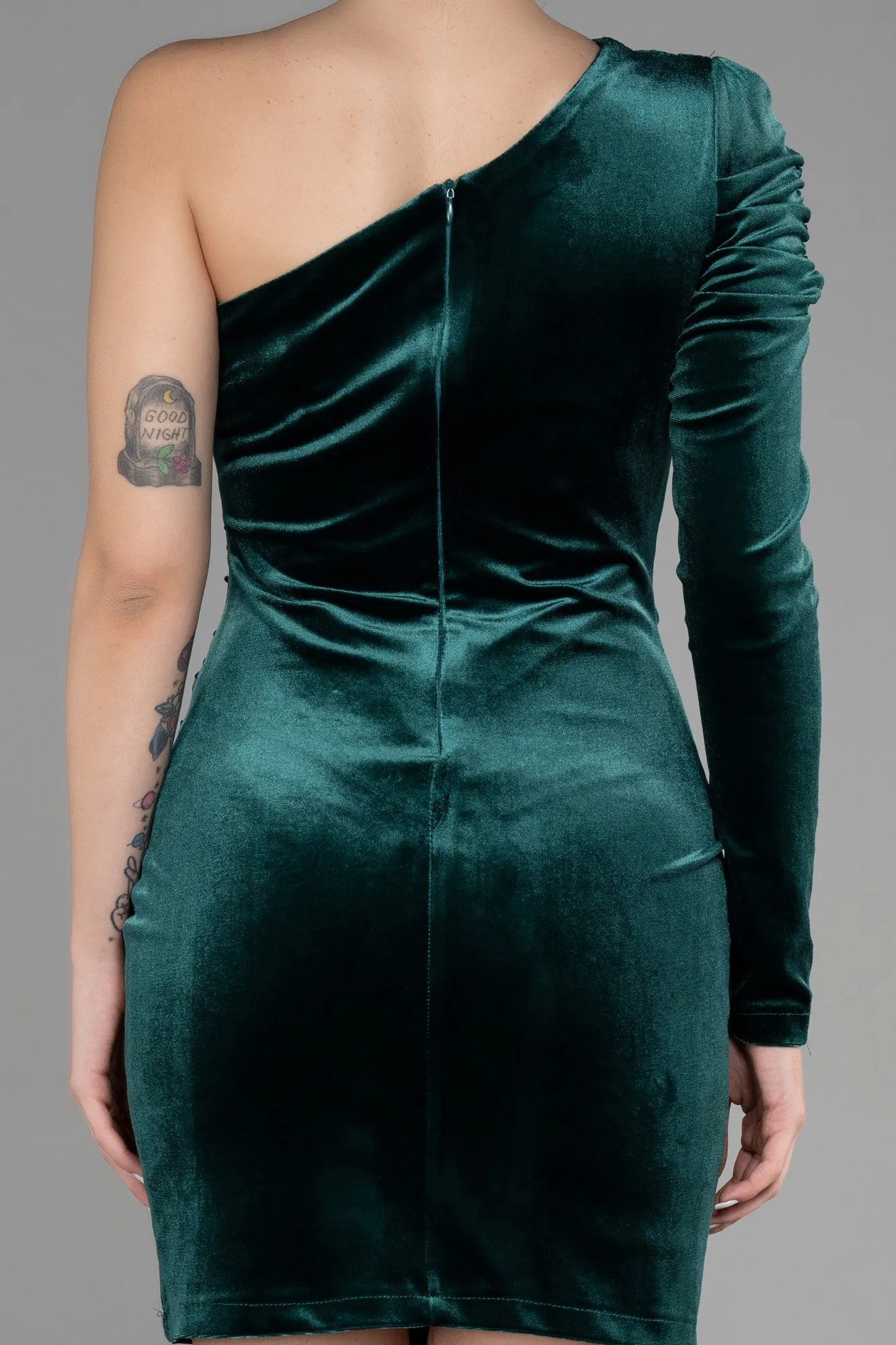Emerald Green-Short Velvet Invitation Dress ABK1886