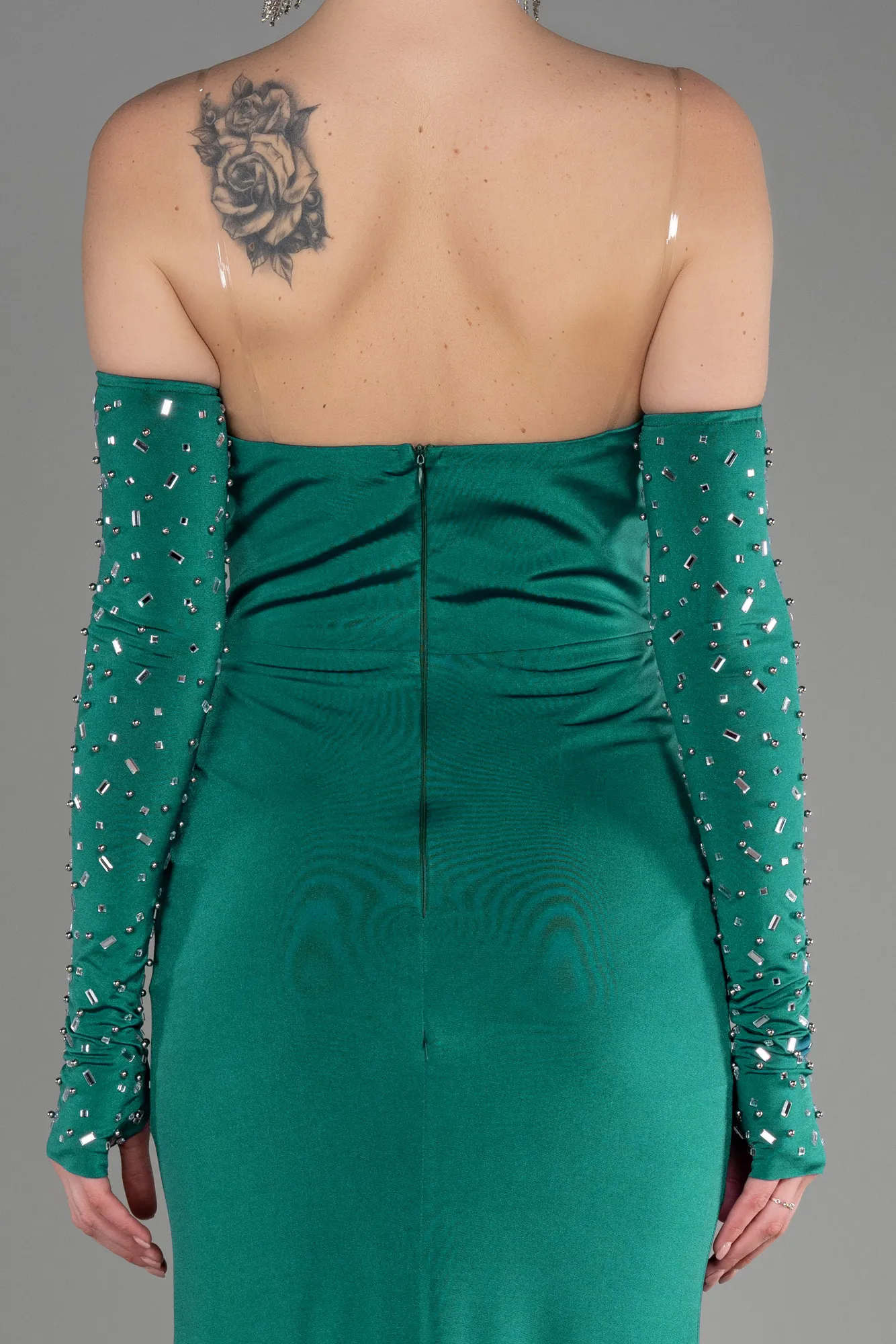 Emerald Green-Strapless Long Evening Dress ABU3824