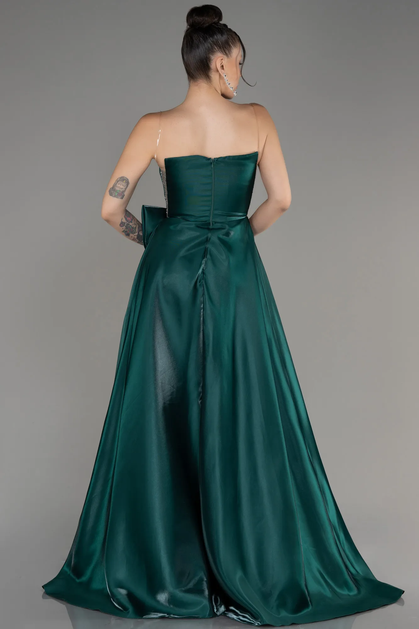 Emerald Green-Strapless Slit Long Ball Gown ABU4015