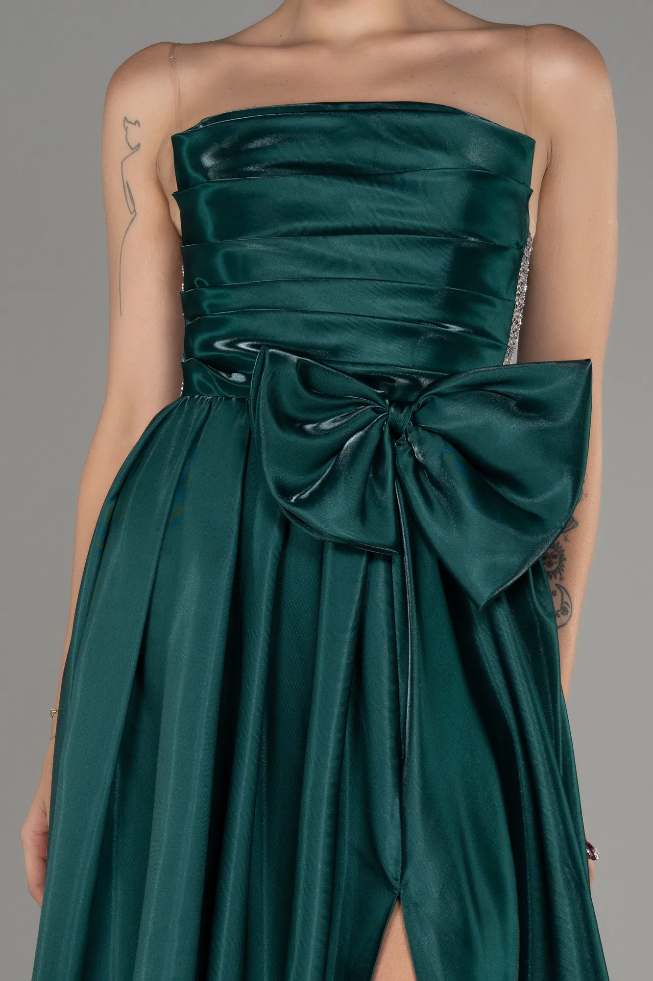 Emerald Green-Strapless Slit Long Ball Gown ABU4015