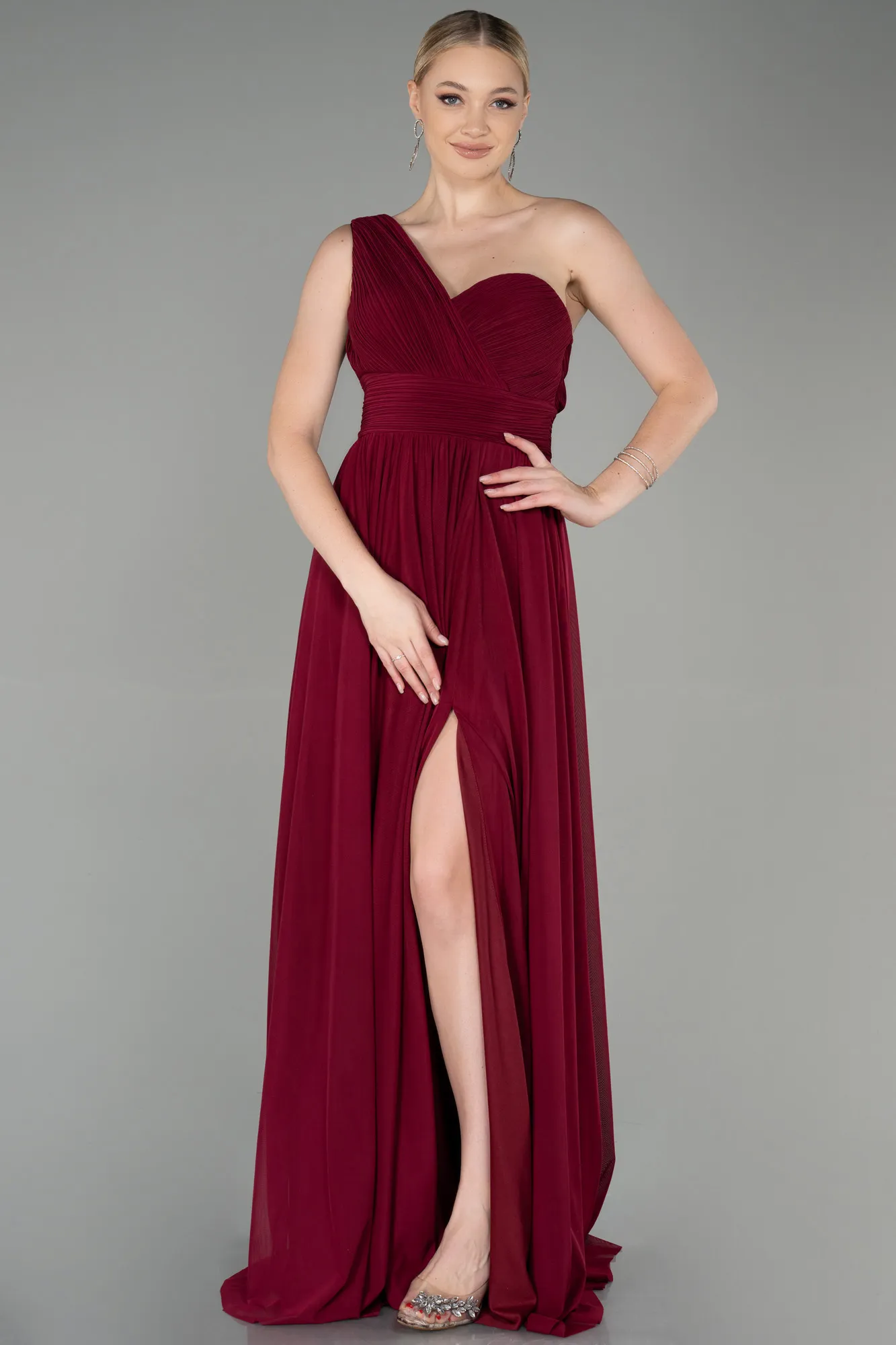 Fuchsia-Long Chiffon Evening Dress ABU3309