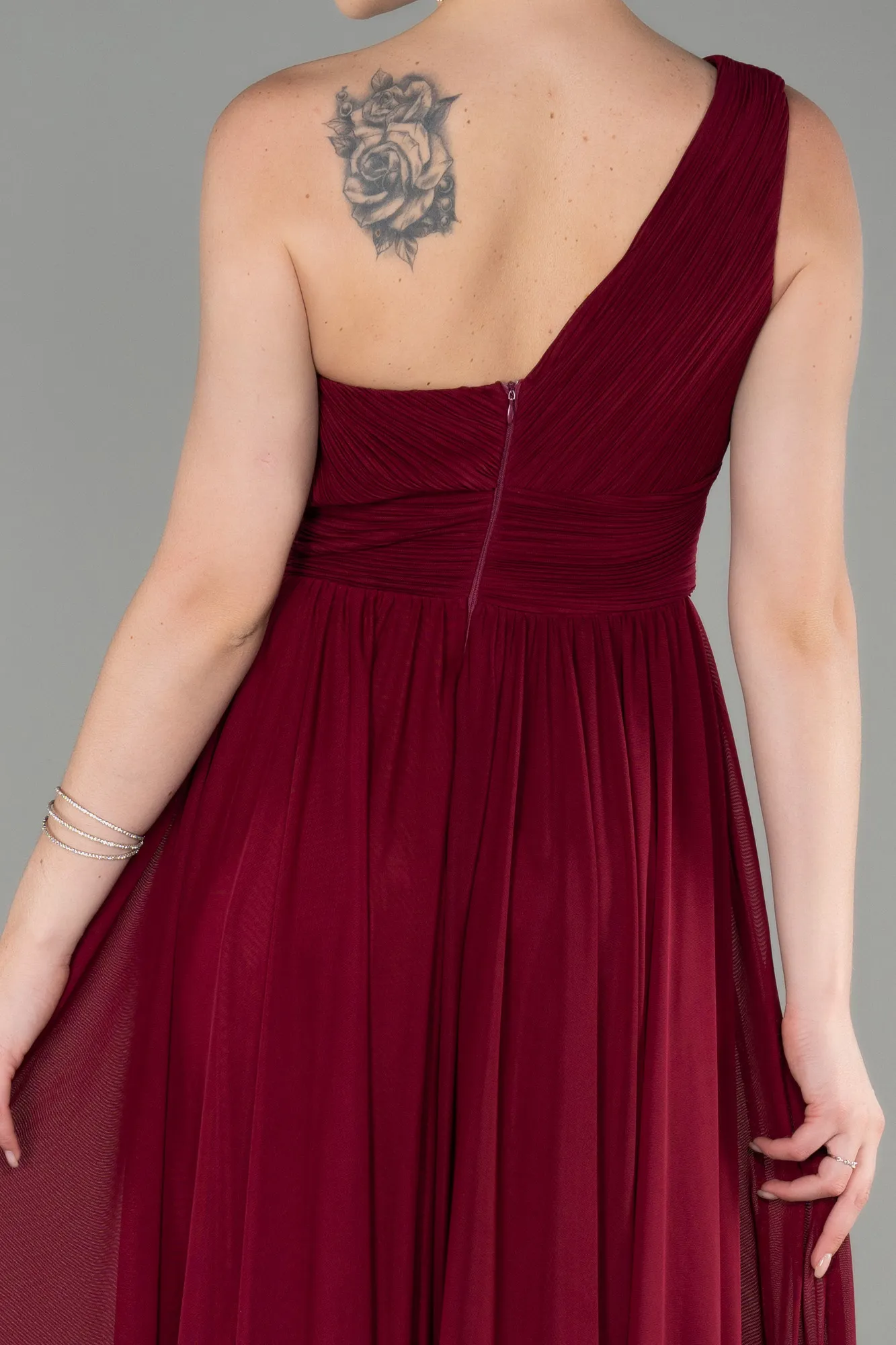 Fuchsia-Long Chiffon Evening Dress ABU3309