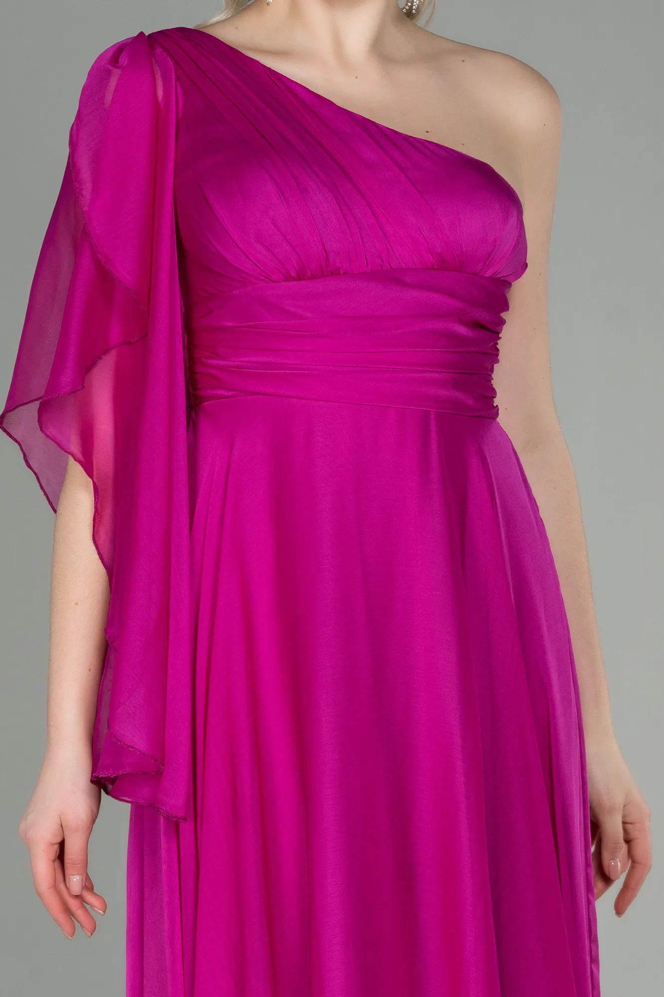 Fuchsia-Long Chiffon Evening Dress ABU3449