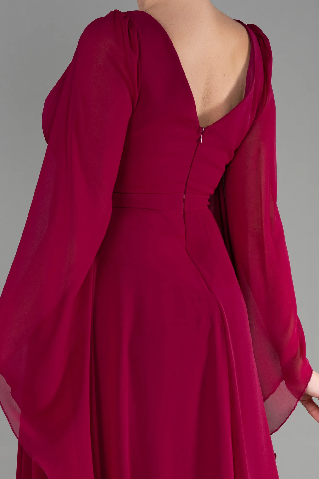 Fuchsia-Long Chiffon Evening Dress ABU3541