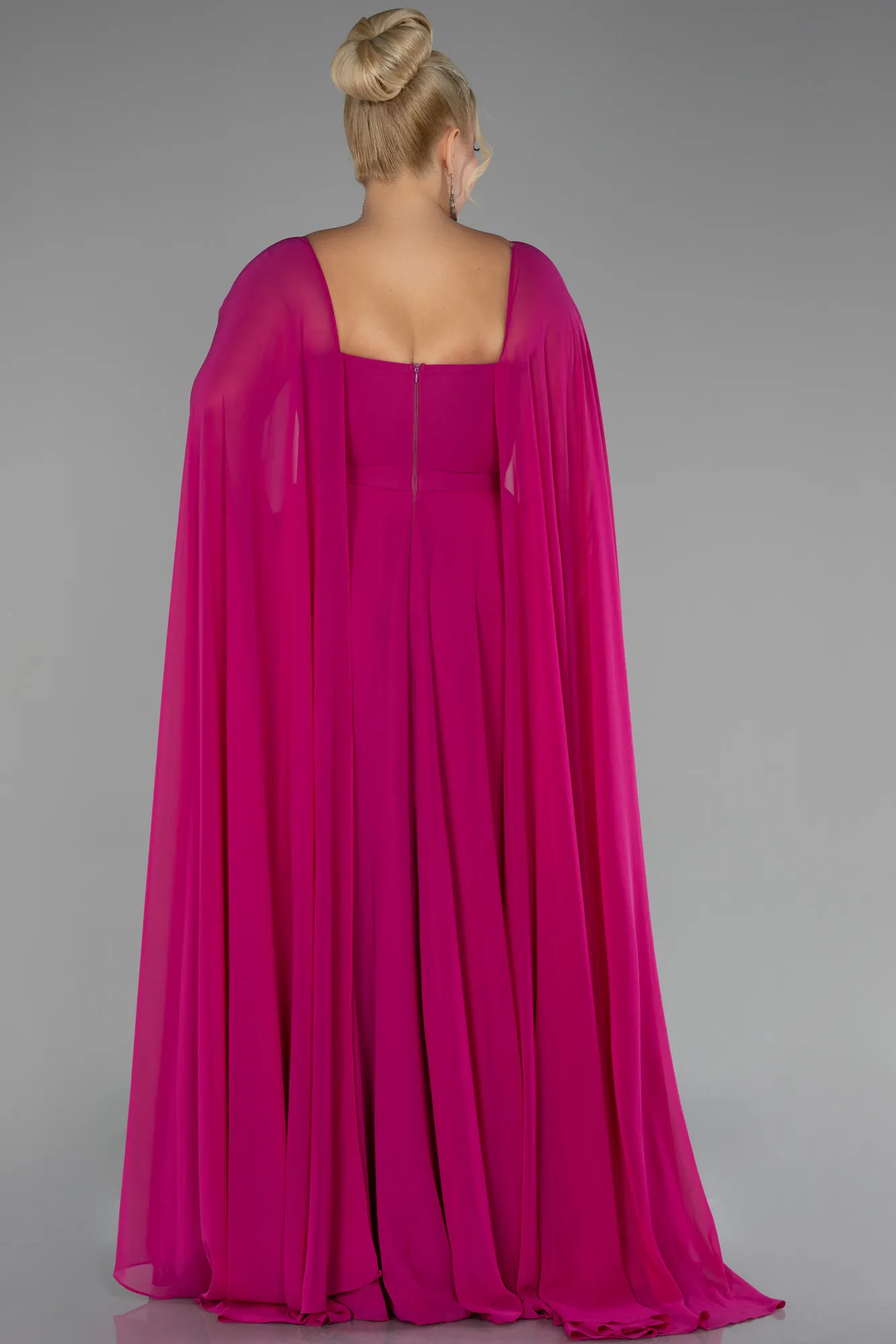 Fuchsia-Long Chiffon Formal Plus Size Dress ABU4161