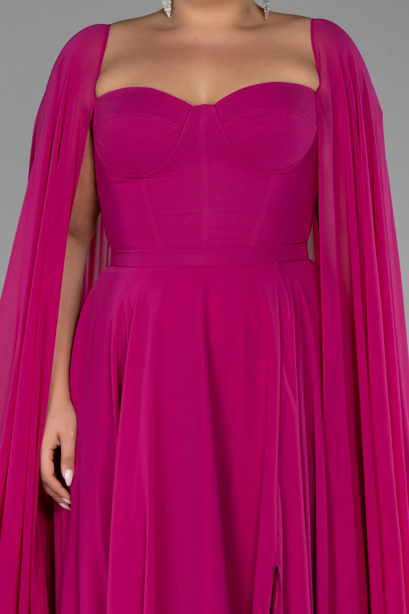 Fuchsia-Long Chiffon Formal Plus Size Dress ABU4161