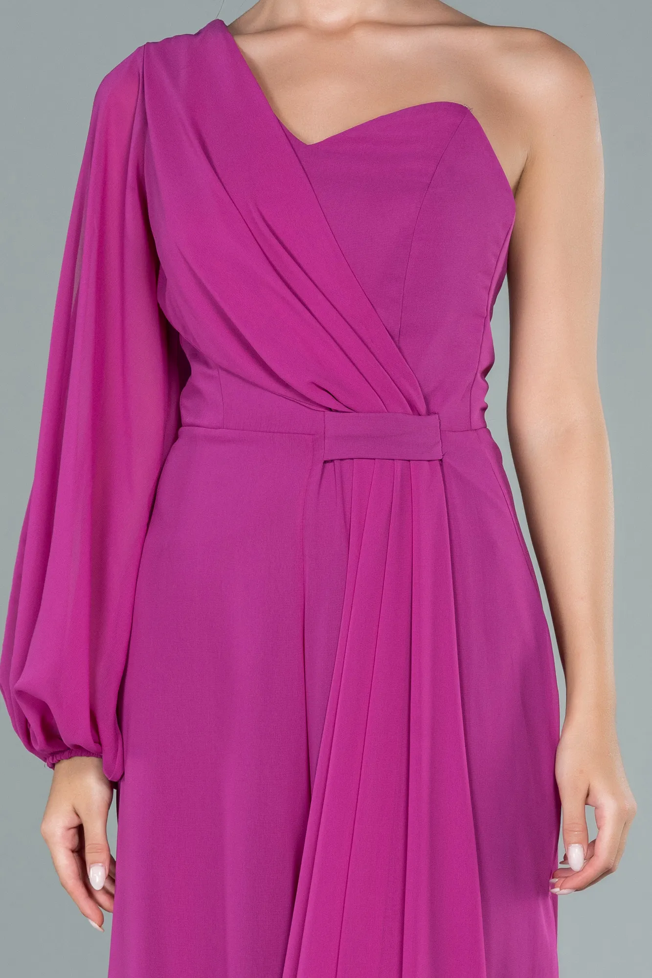 Fuchsia-Long Chiffon Invitation Dress ABT078