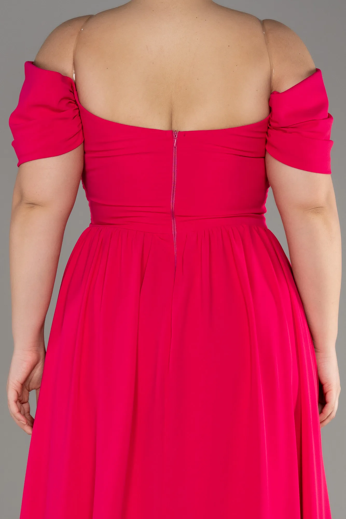 Fuchsia-Long Chiffon Plus Size Evening Dress ABU3738