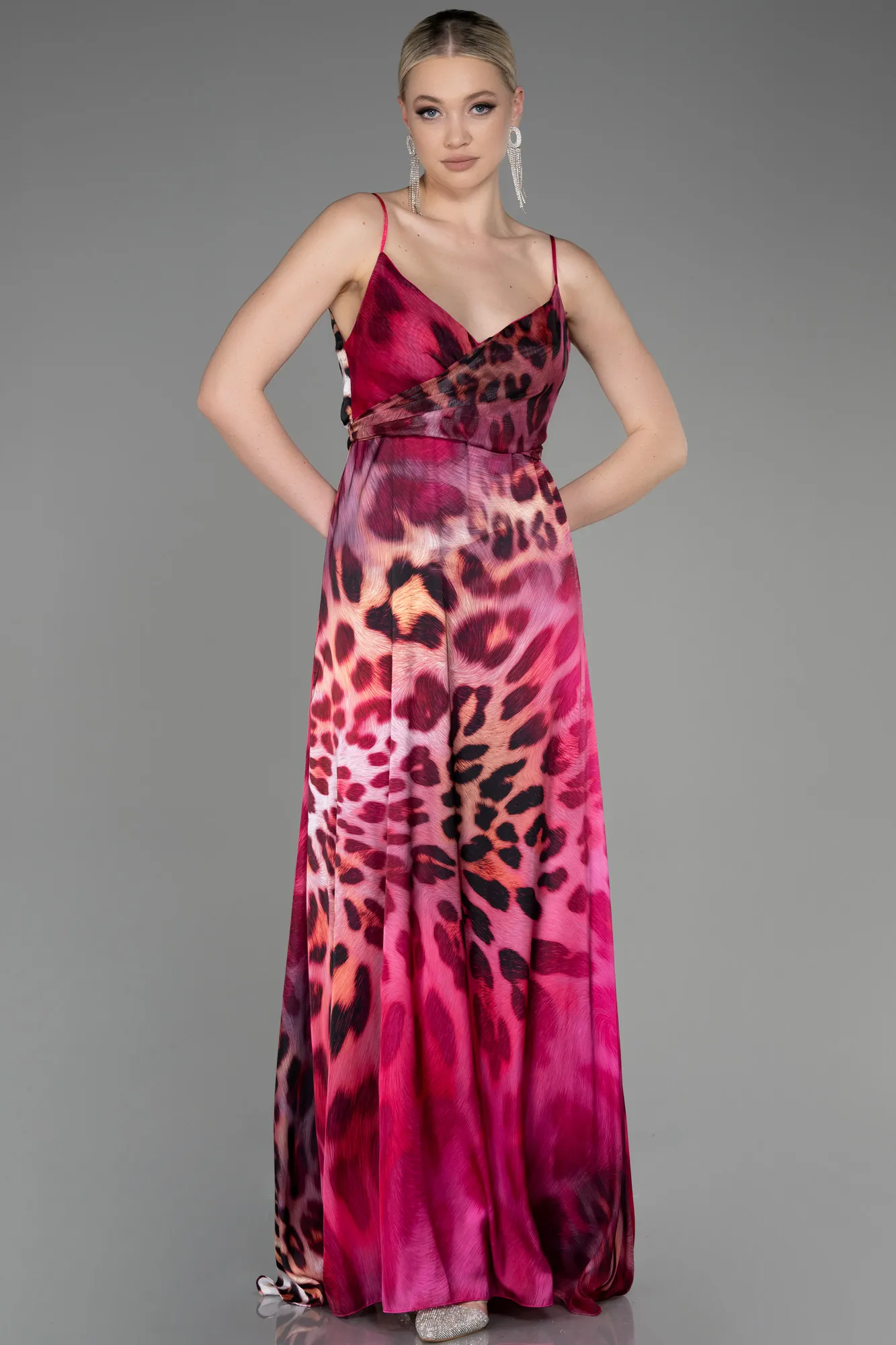 Fuchsia-Long Chiffon Prom Gown ABU3758