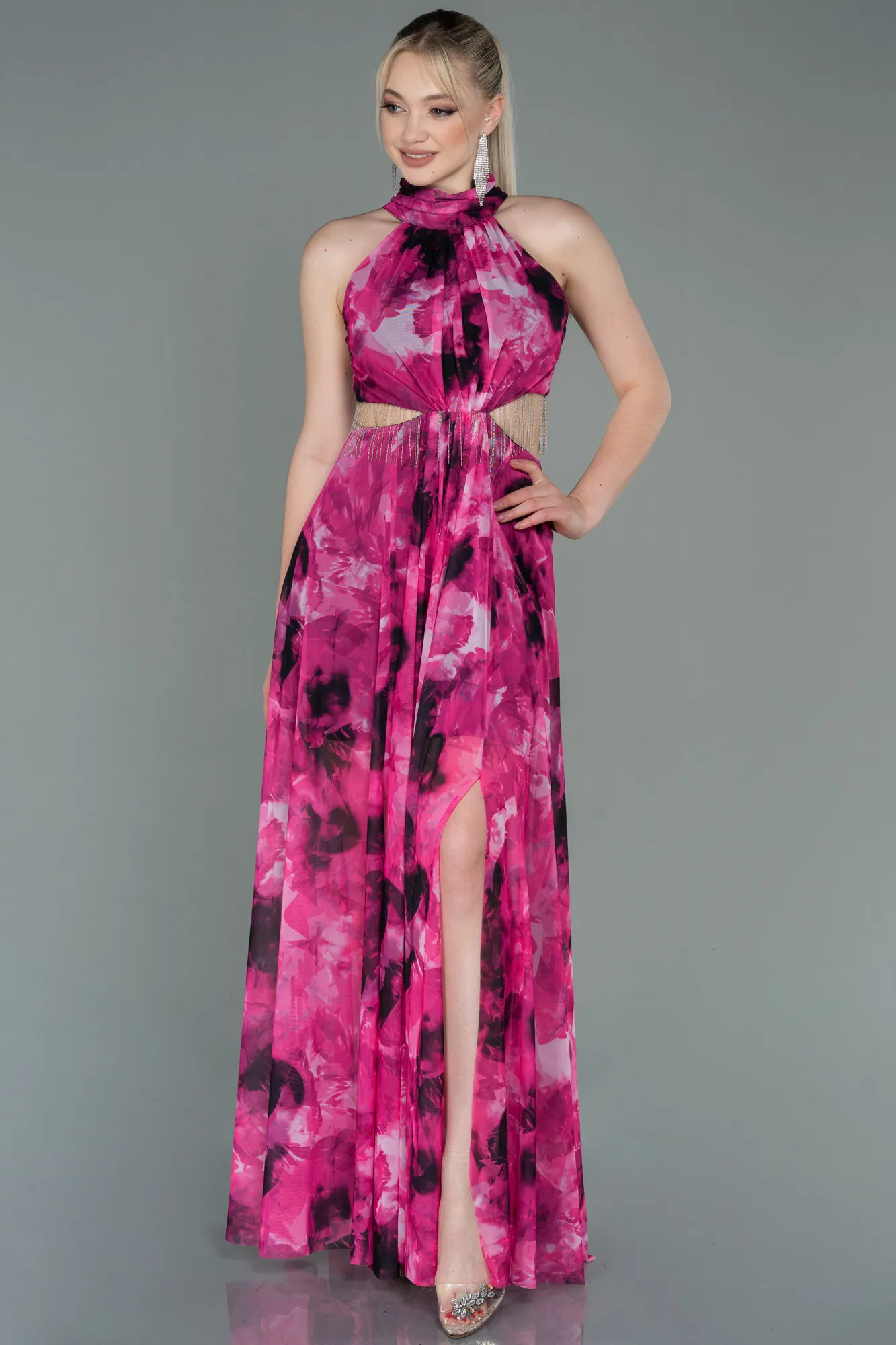 Fuchsia-Long Evening Dress ABU2891