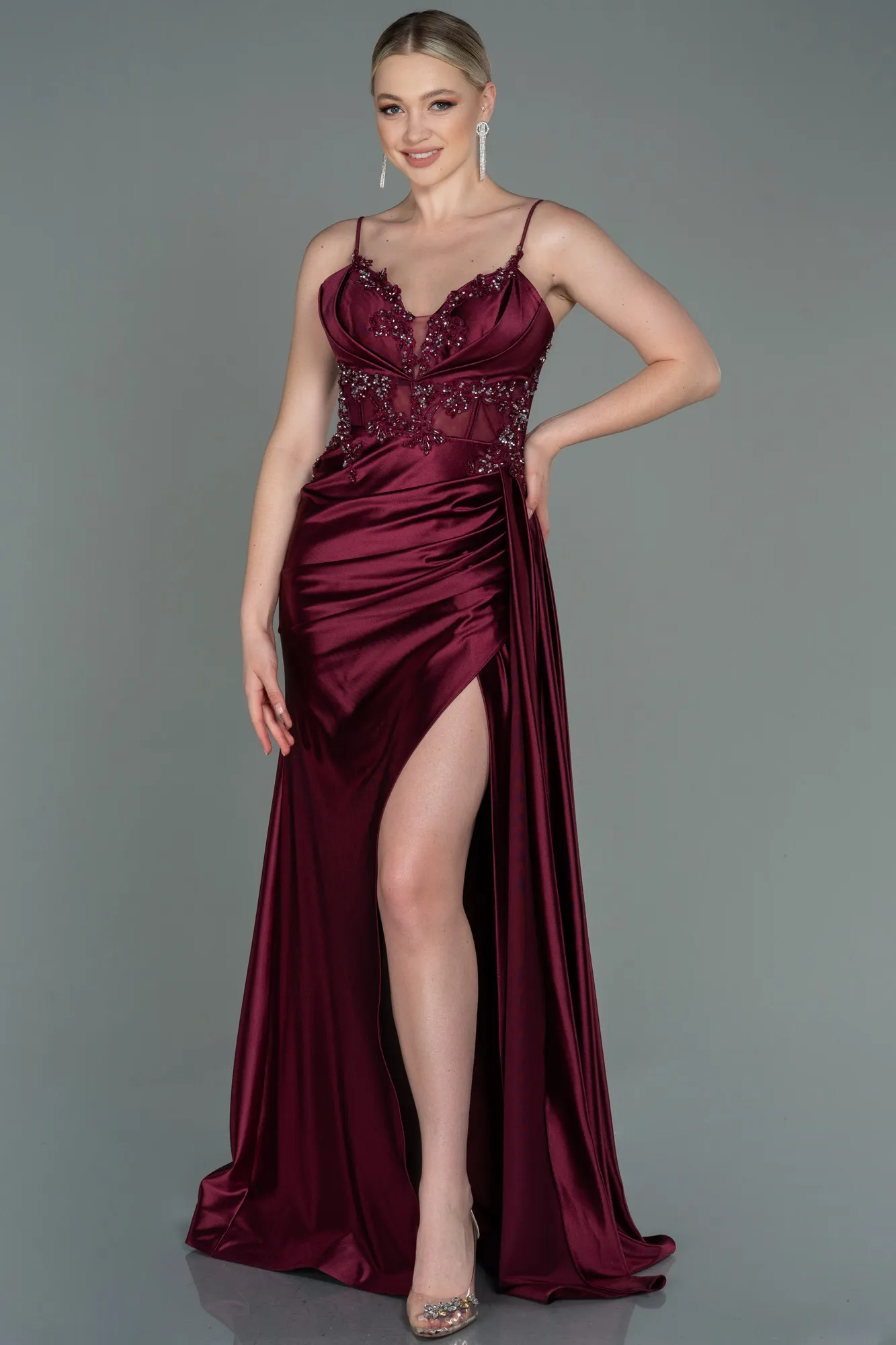 Fuchsia-Long Evening Dress ABU3192