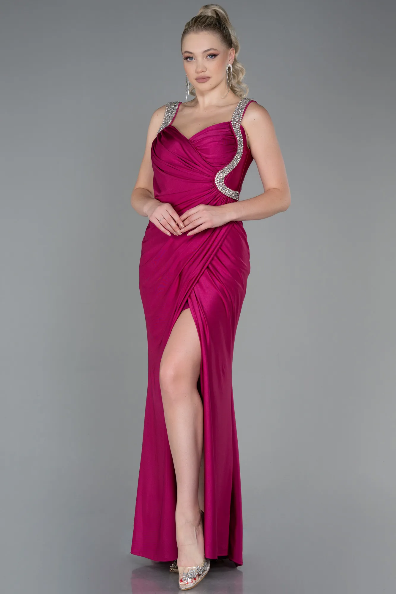 Fuchsia-Long Evening Dress ABU3270