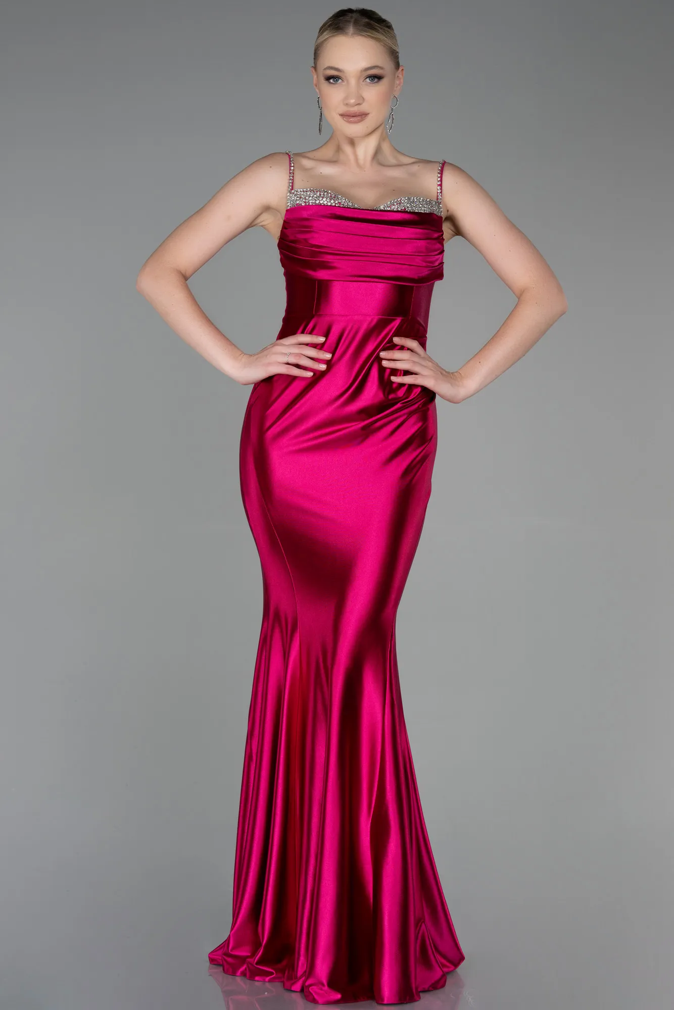 Fuchsia-Long Evening Dress ABU3334