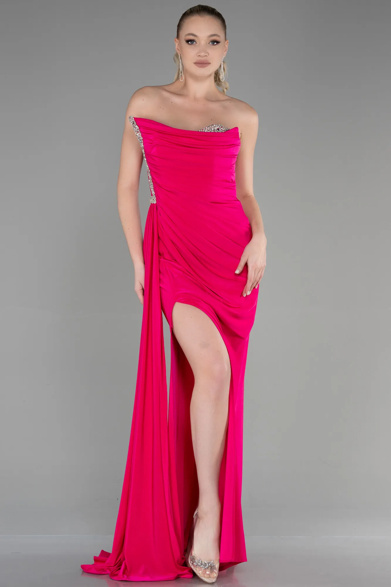 Fuchsia-Long Evening Dress ABU3342