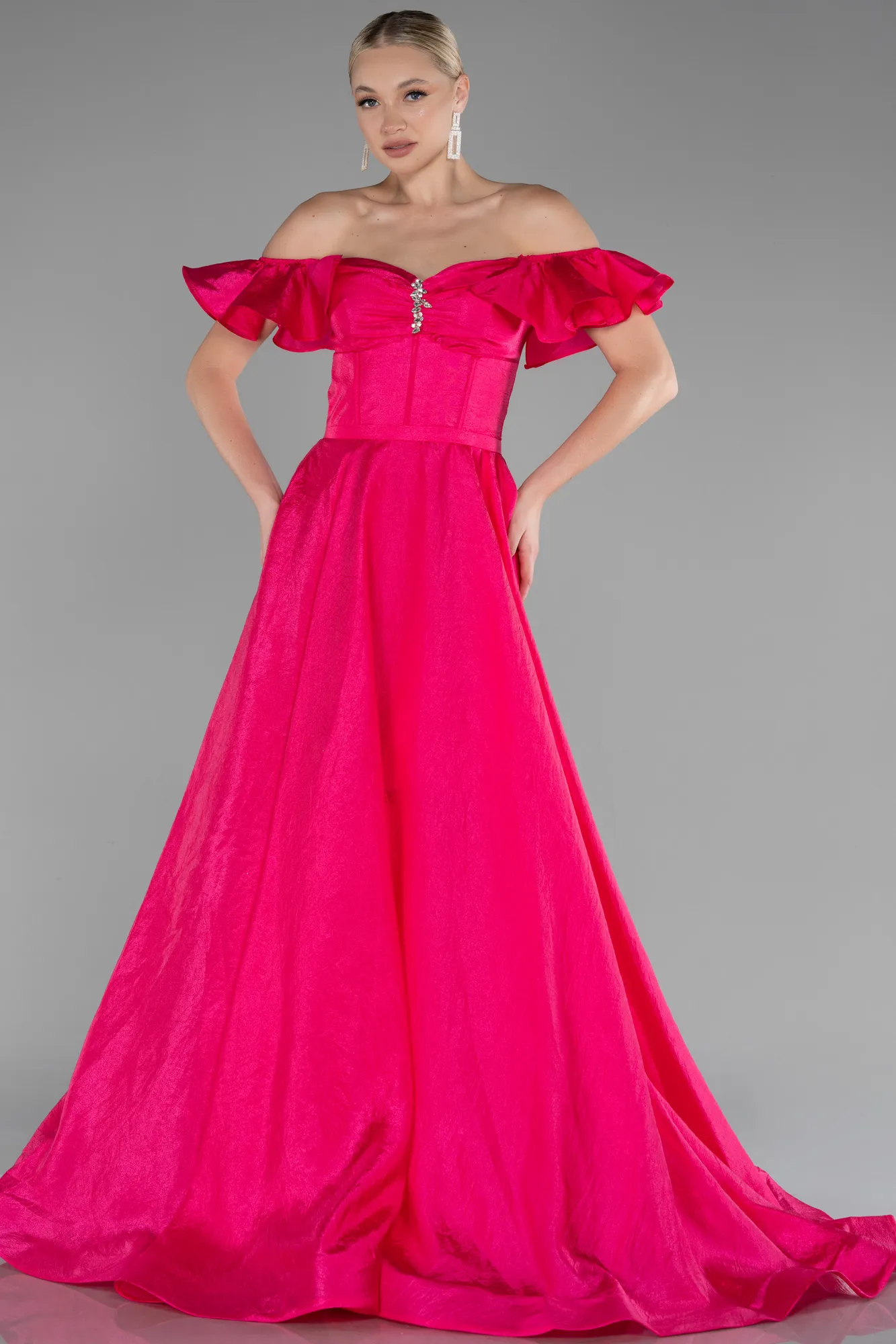 Fuchsia-Long Evening Dress ABU3884