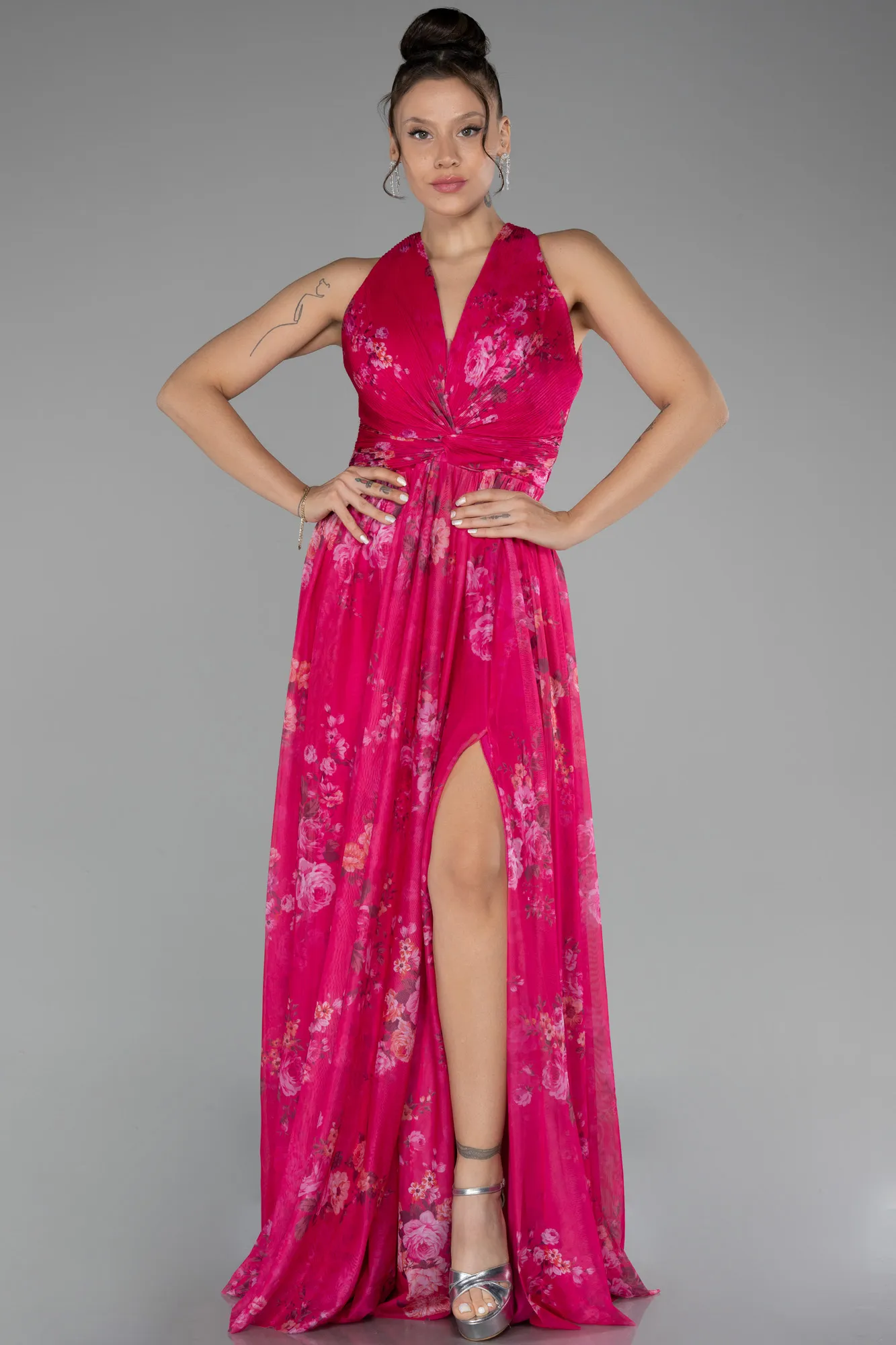 Fuchsia-Long Evening Dress ABU4216