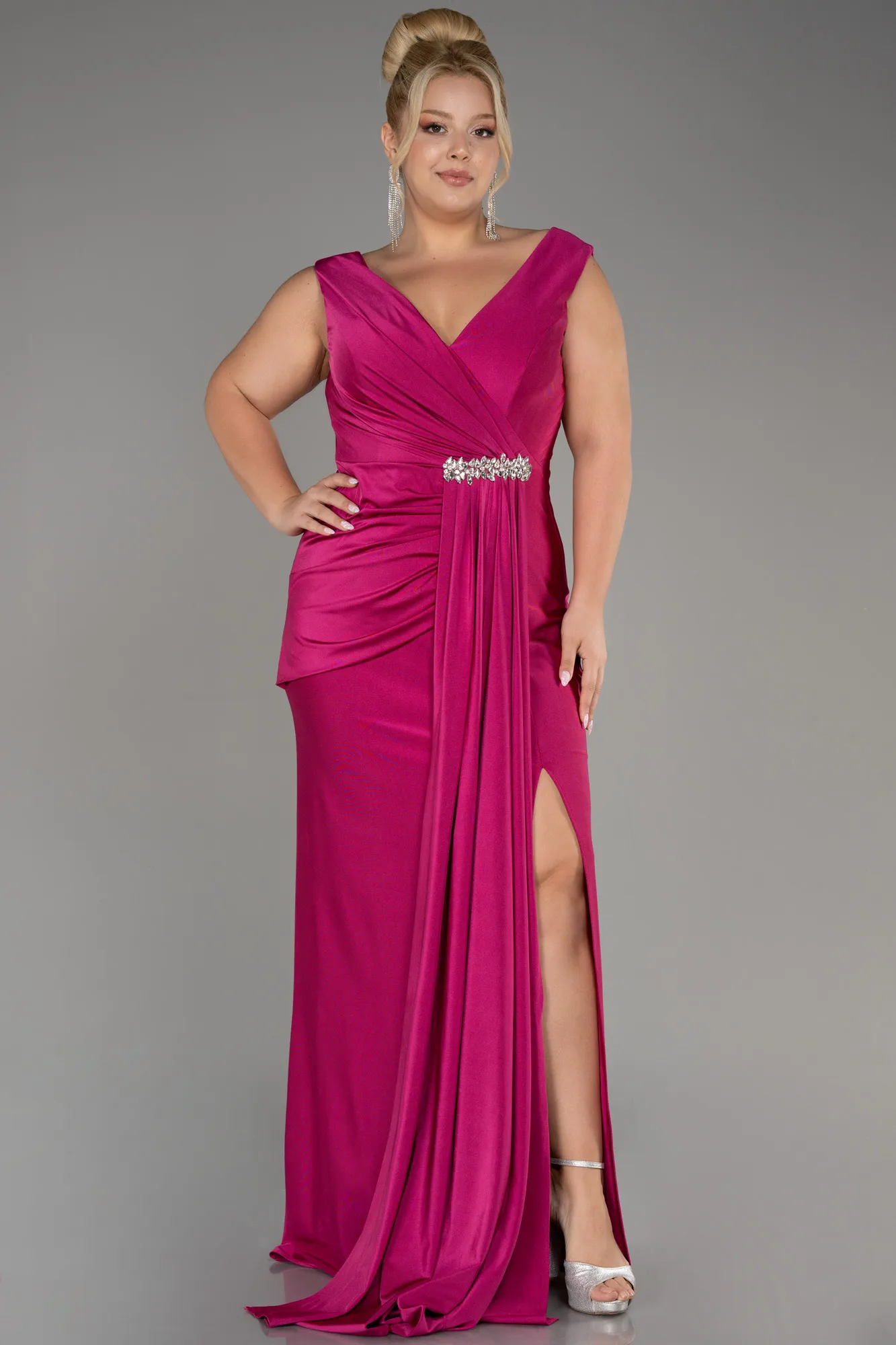 Fuchsia-Long Formal Plus Size Dress ABU3737