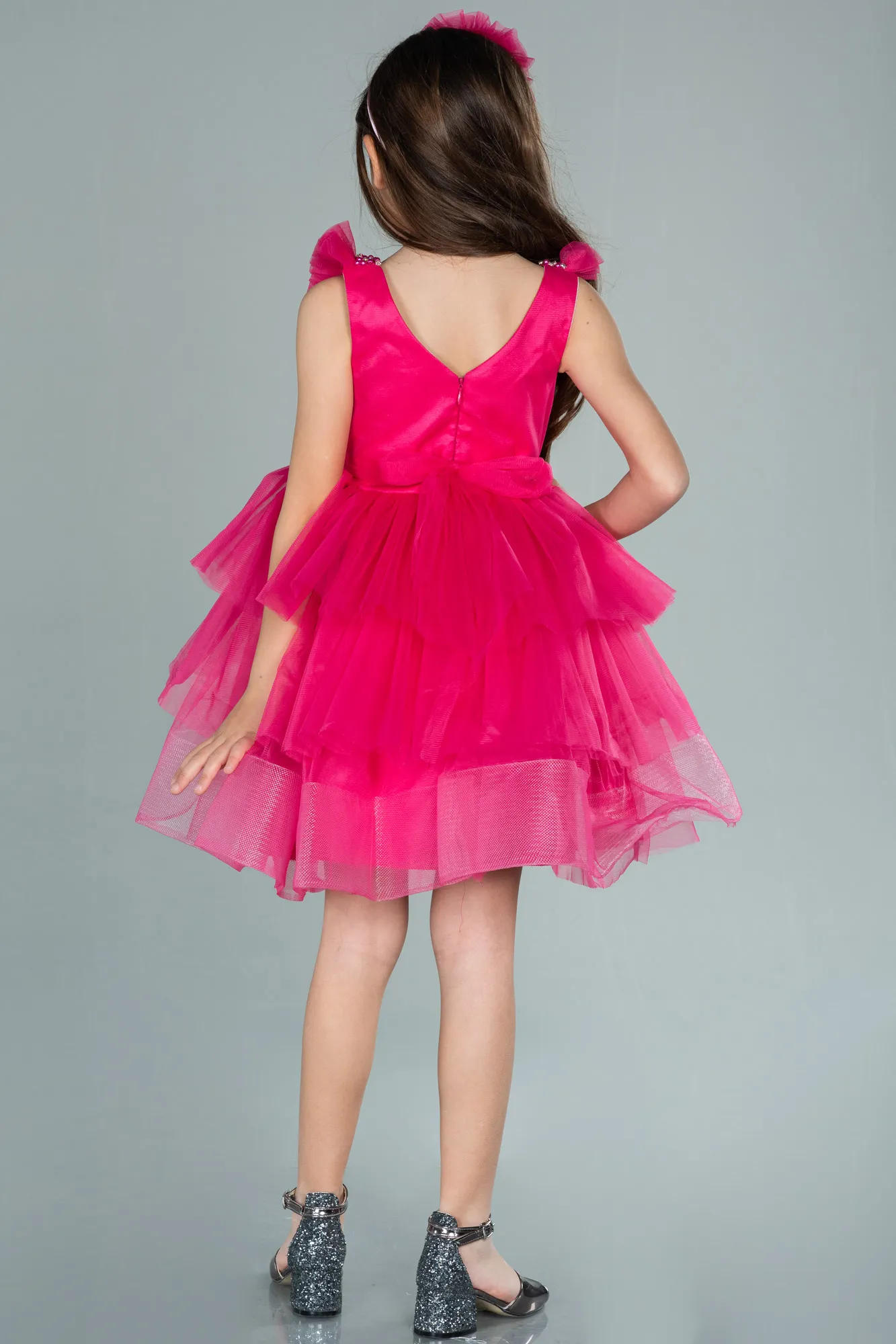 Fuchsia-Long Girl Dress ABU2290