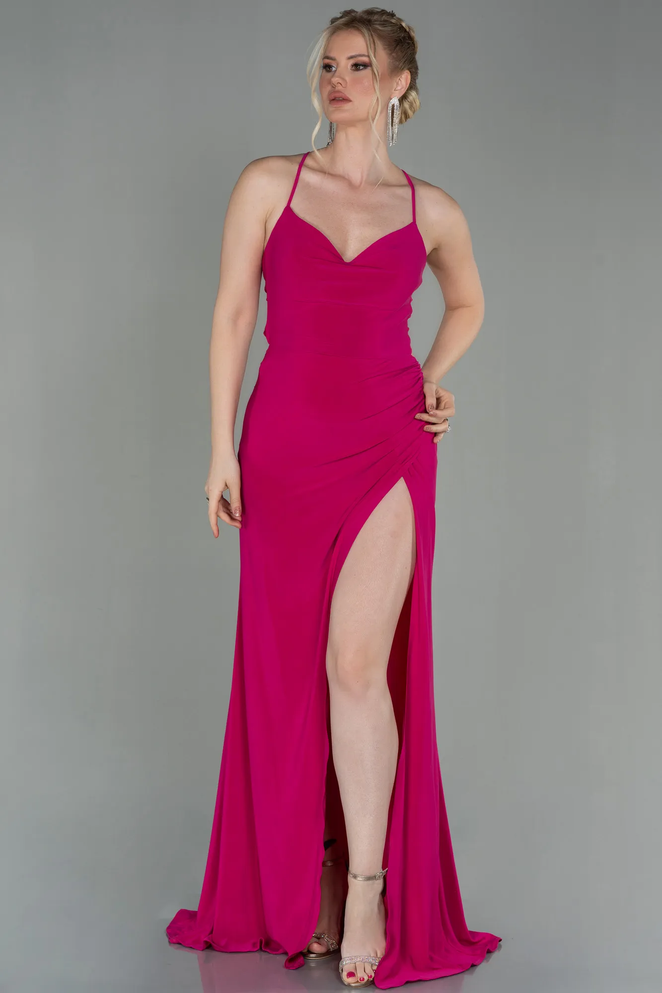 Fuchsia-Long Mermaid Evening Dress ABU2848