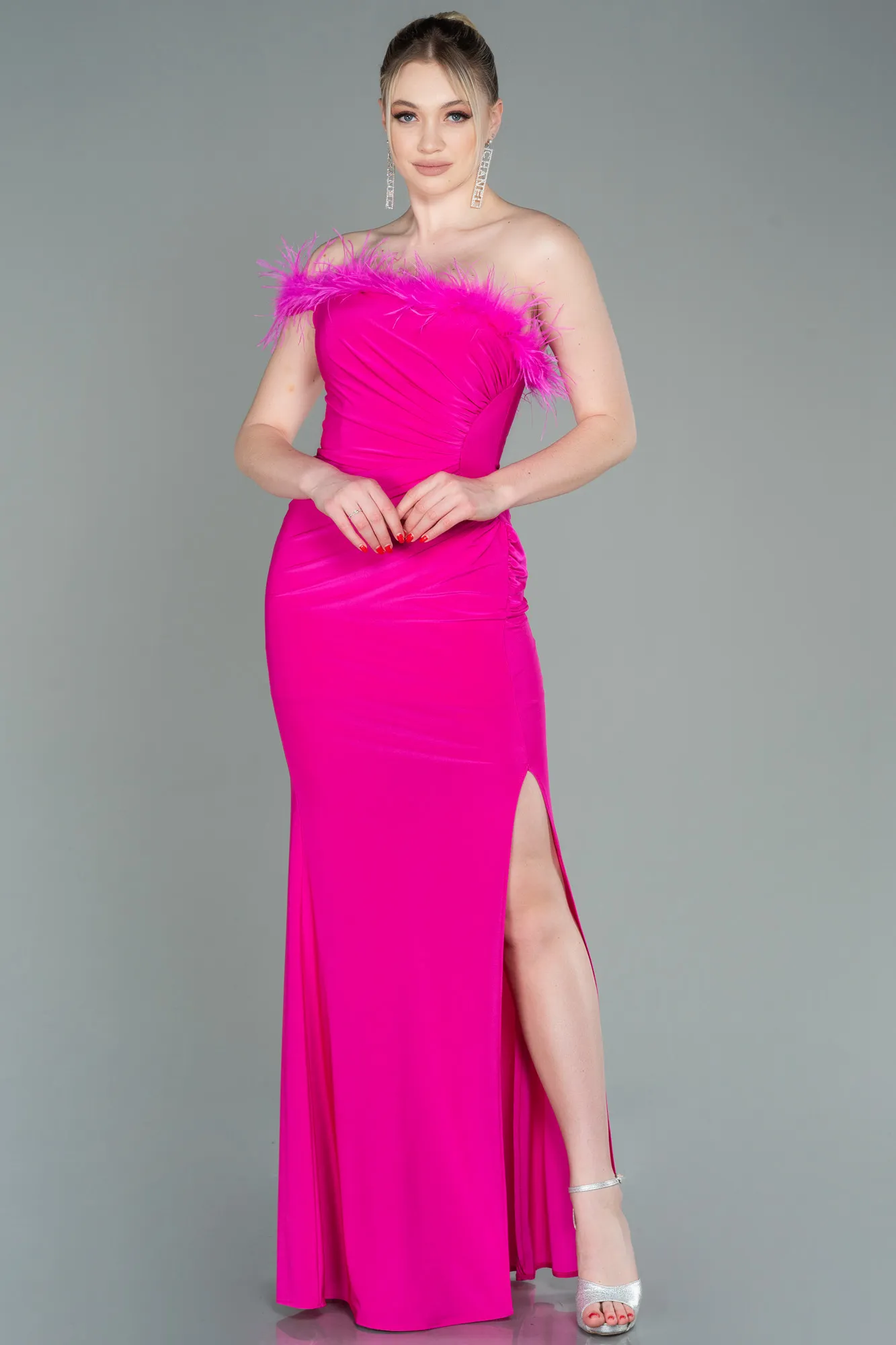 Fuchsia-Long Mermaid Evening Dress ABU3048