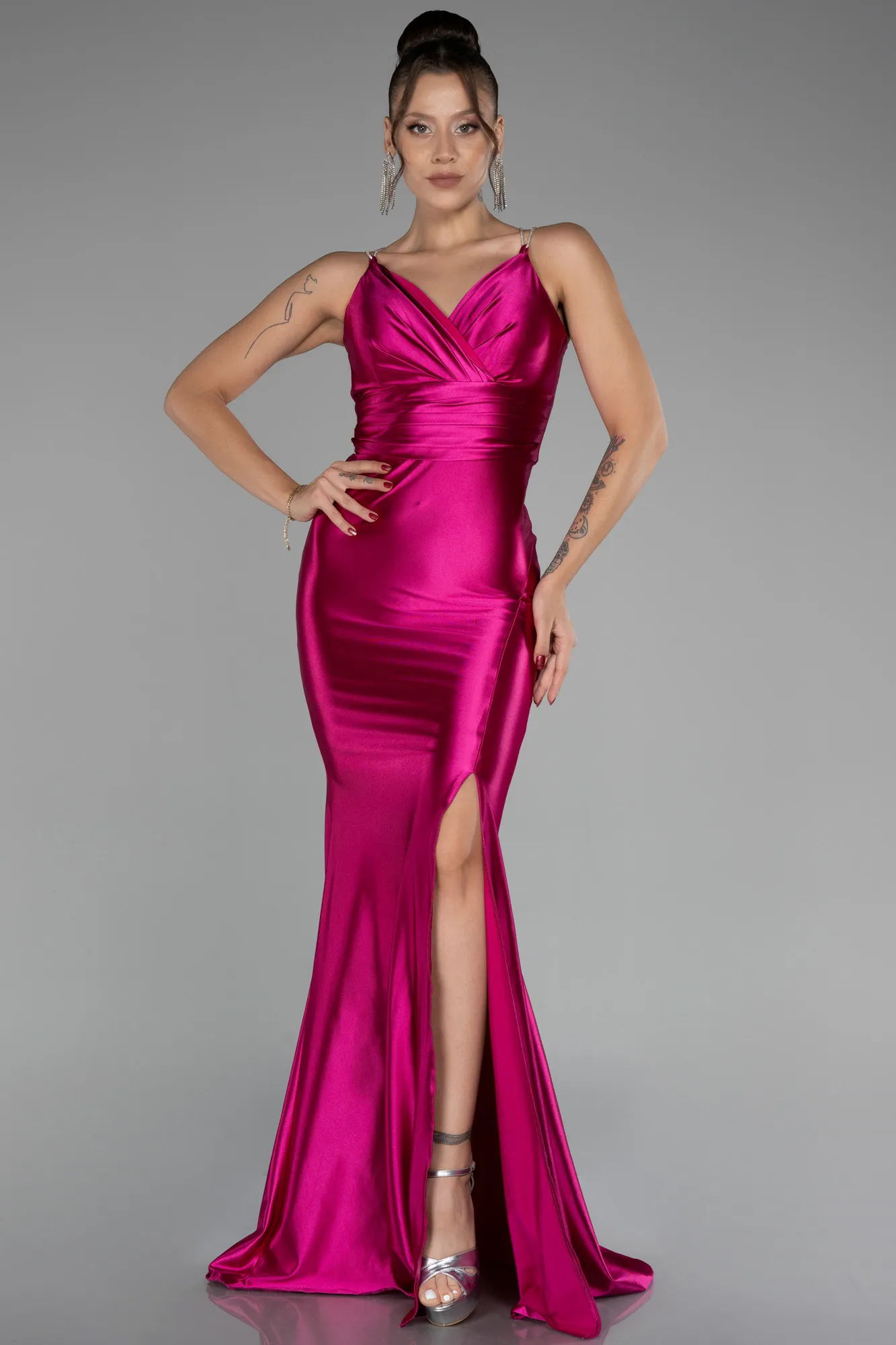 Fuchsia-Long Mermaid Evening Gown ABU3575