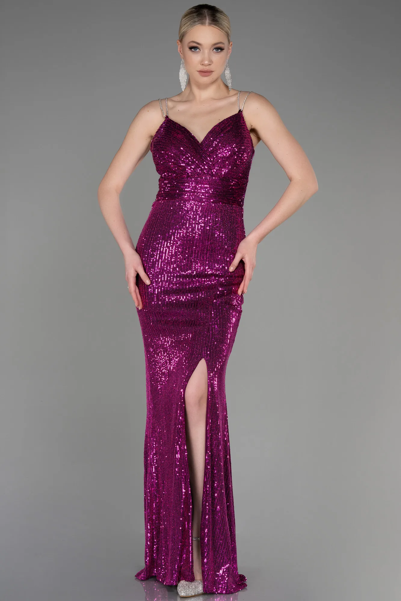 Fuchsia-Long Mermaid Evening Gown ABU3768