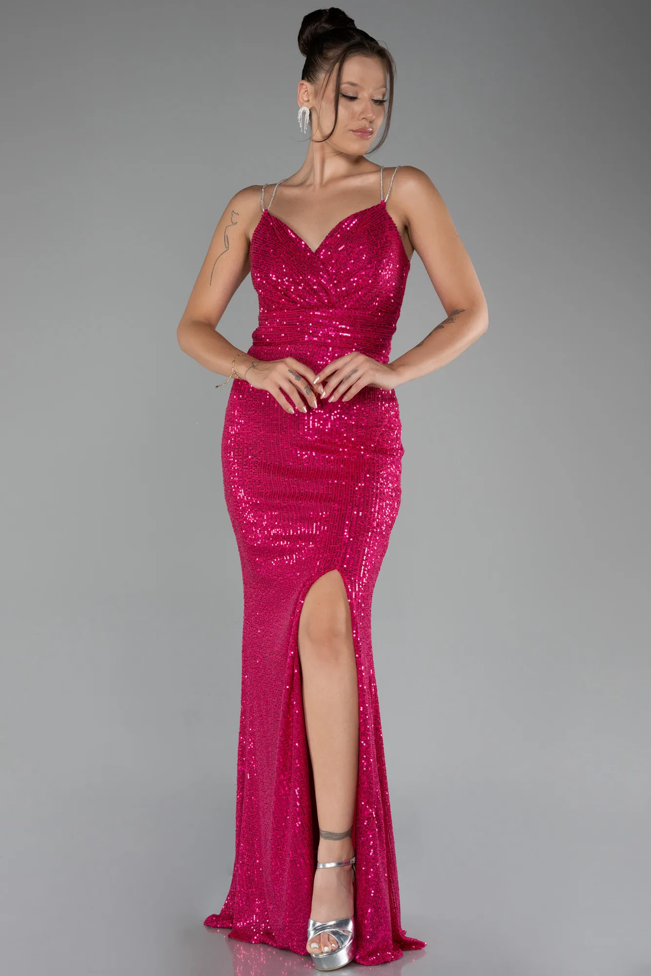 Fuchsia-Long Mermaid Evening Gown ABU3768