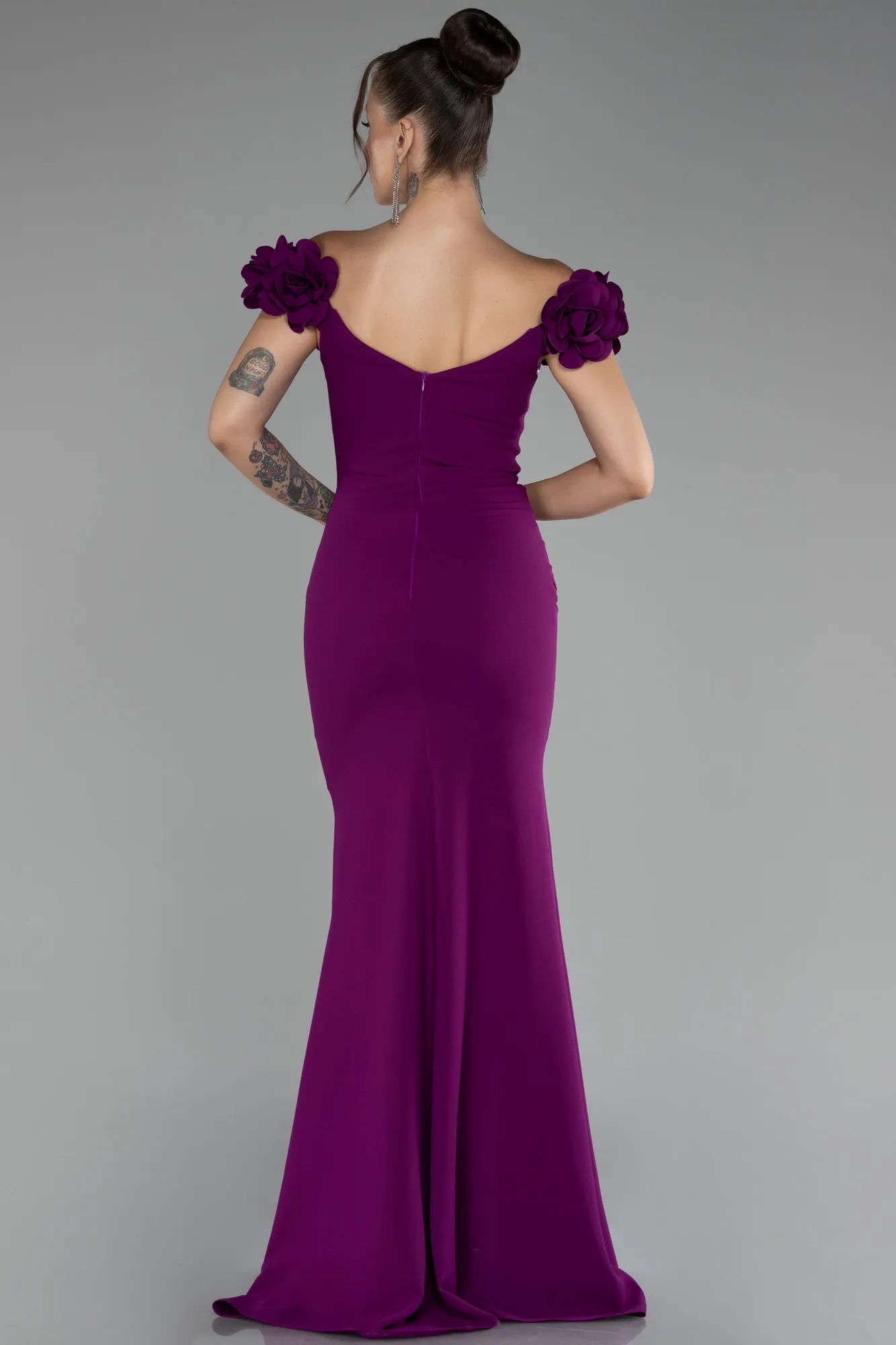 Fuchsia-Long Mermaid Evening Gown ABU3891