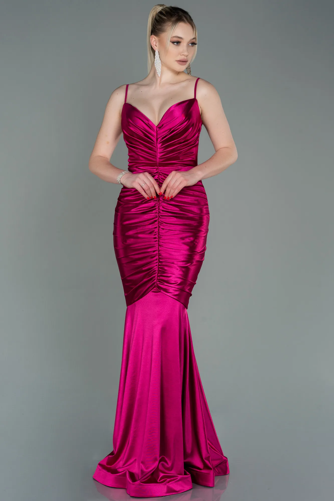 Fuchsia-Long Mermaid Prom Dress ABU3121